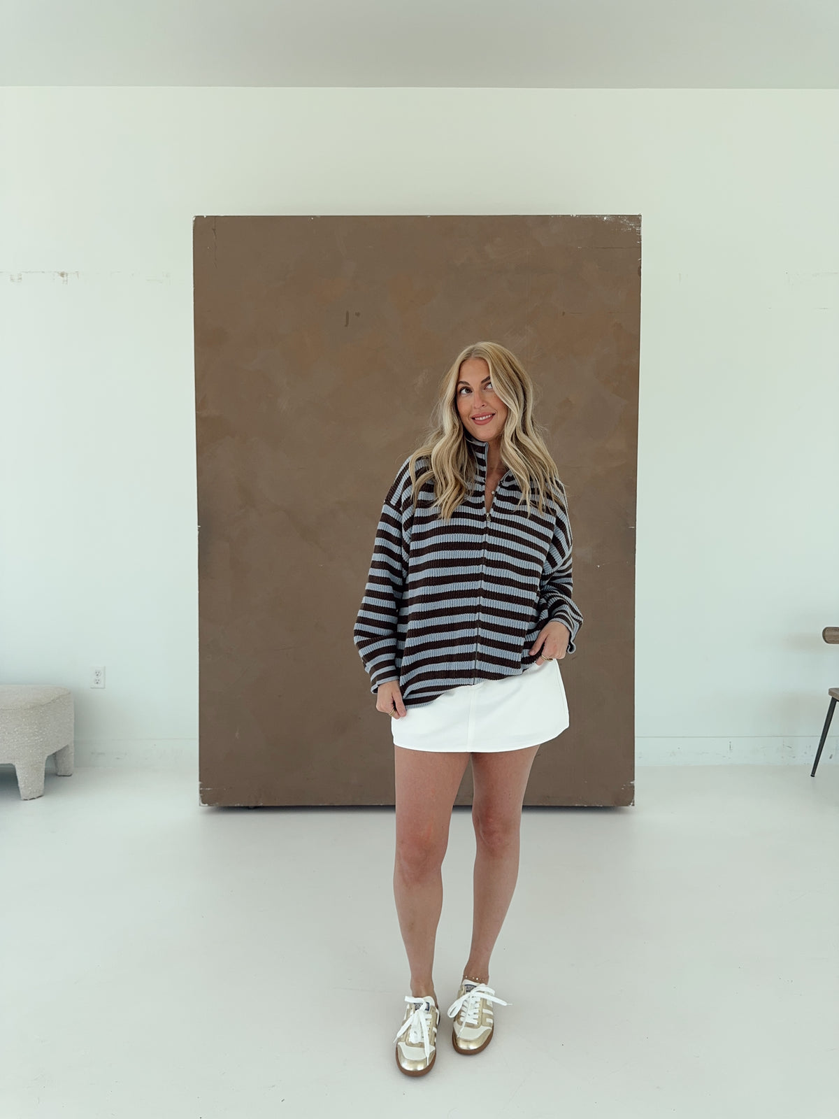 Lyla Long Sleeve Stripe Sweater Jacket