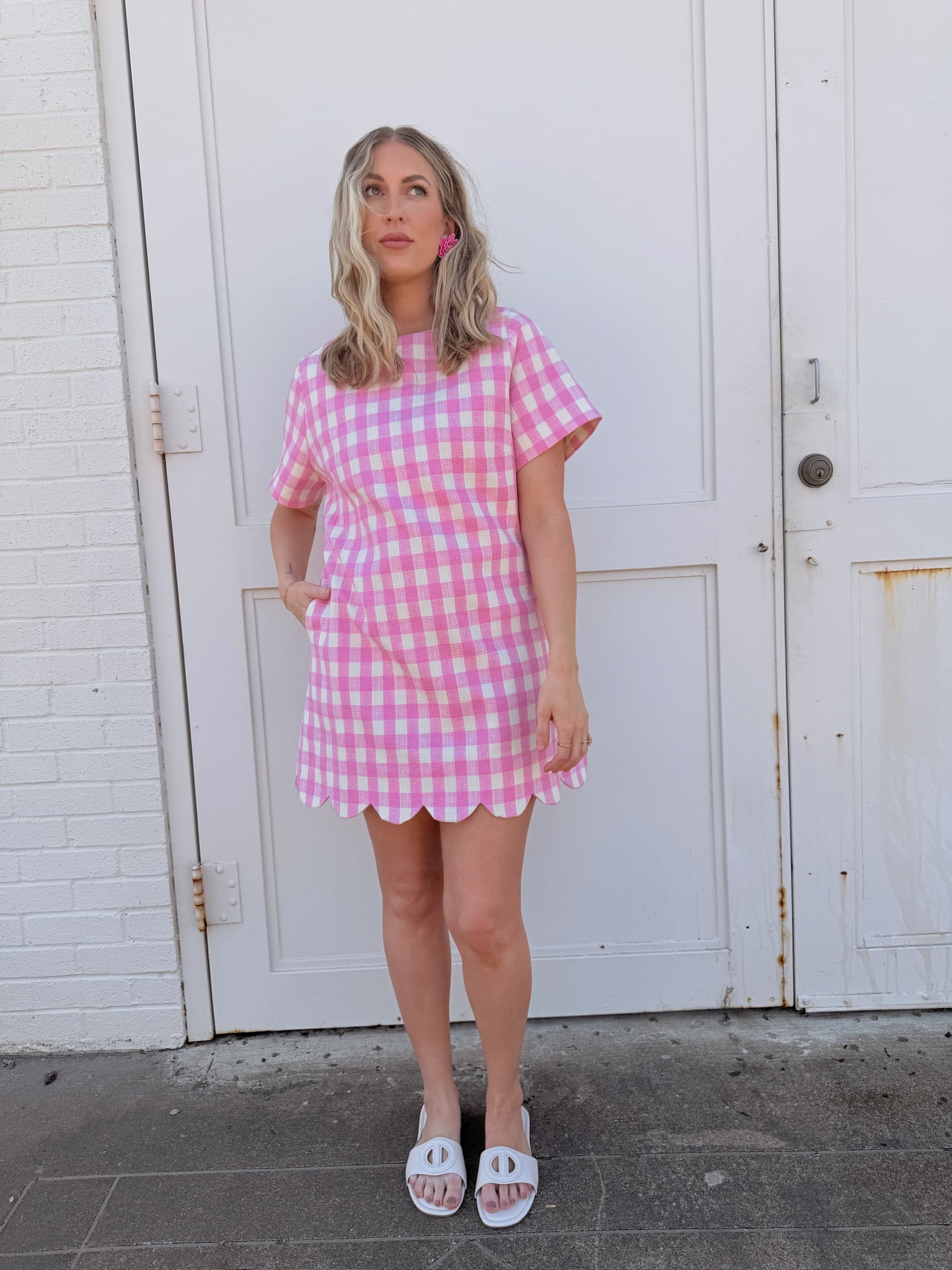 Pink Picnic Scallop Hem Dress