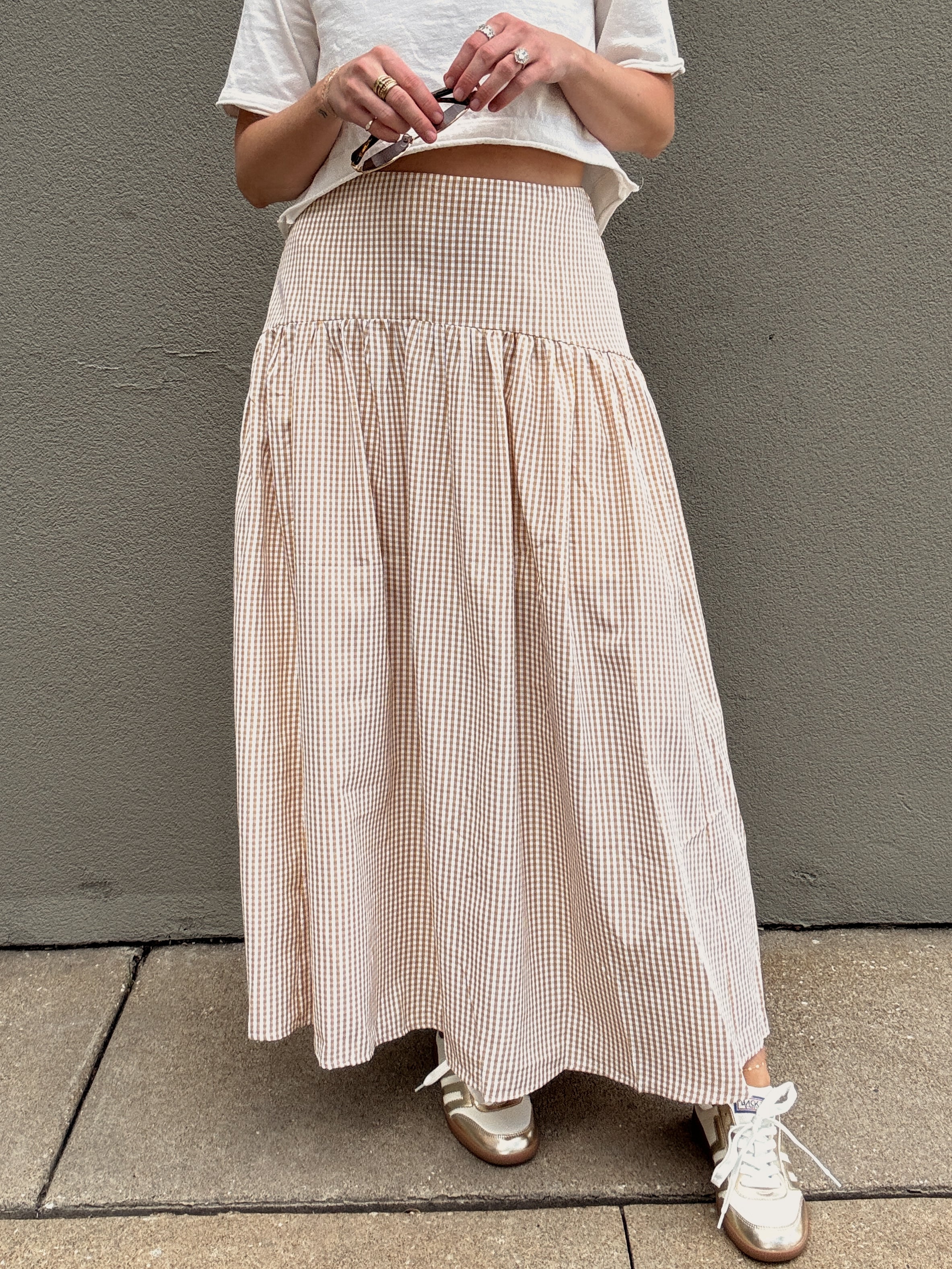 Set Your Sails Skirt - Tan Gingham