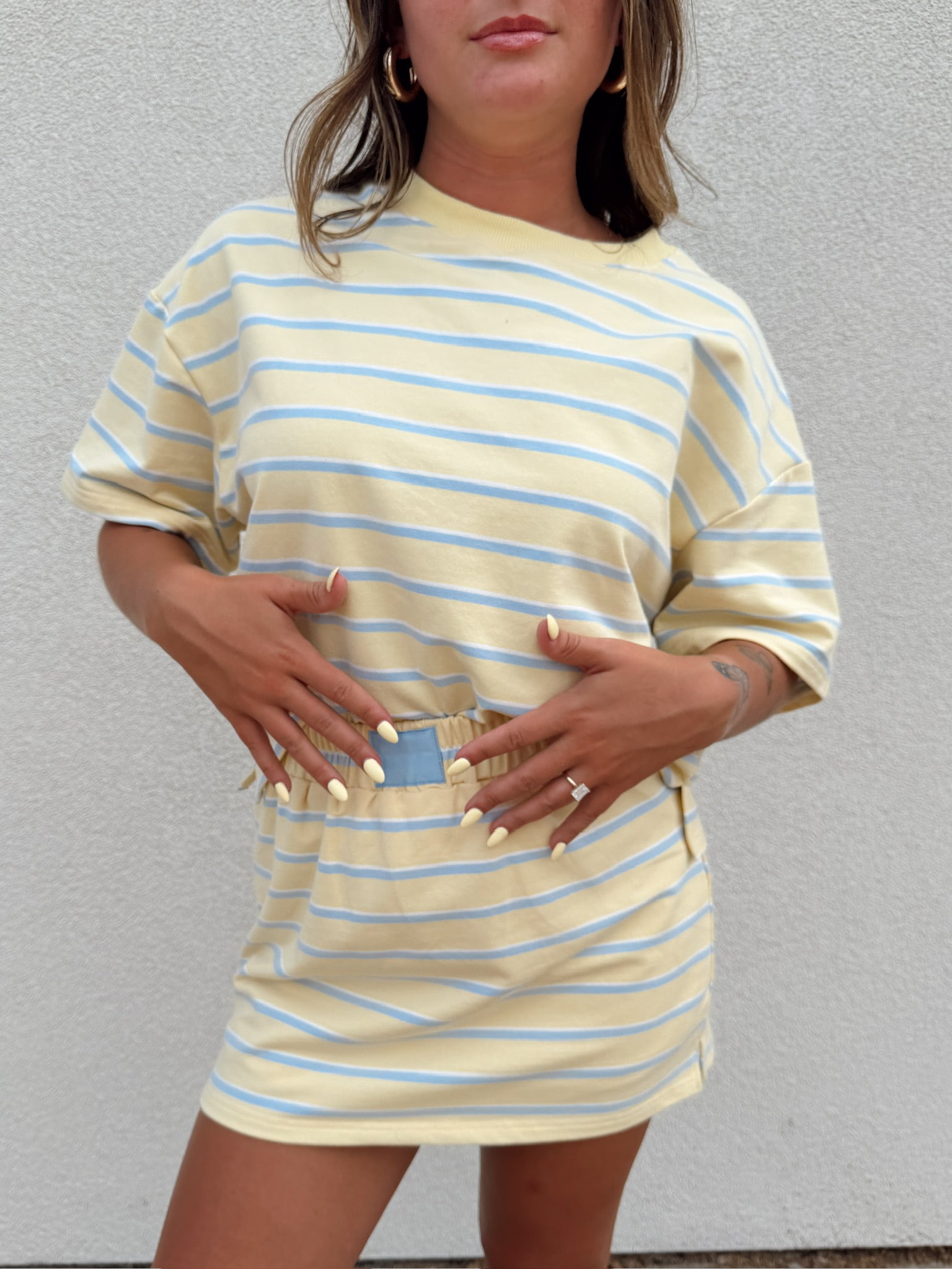 Pre-Order Cassie Stripe Top - Yellow and Baby Blue (restock eta 8/1)