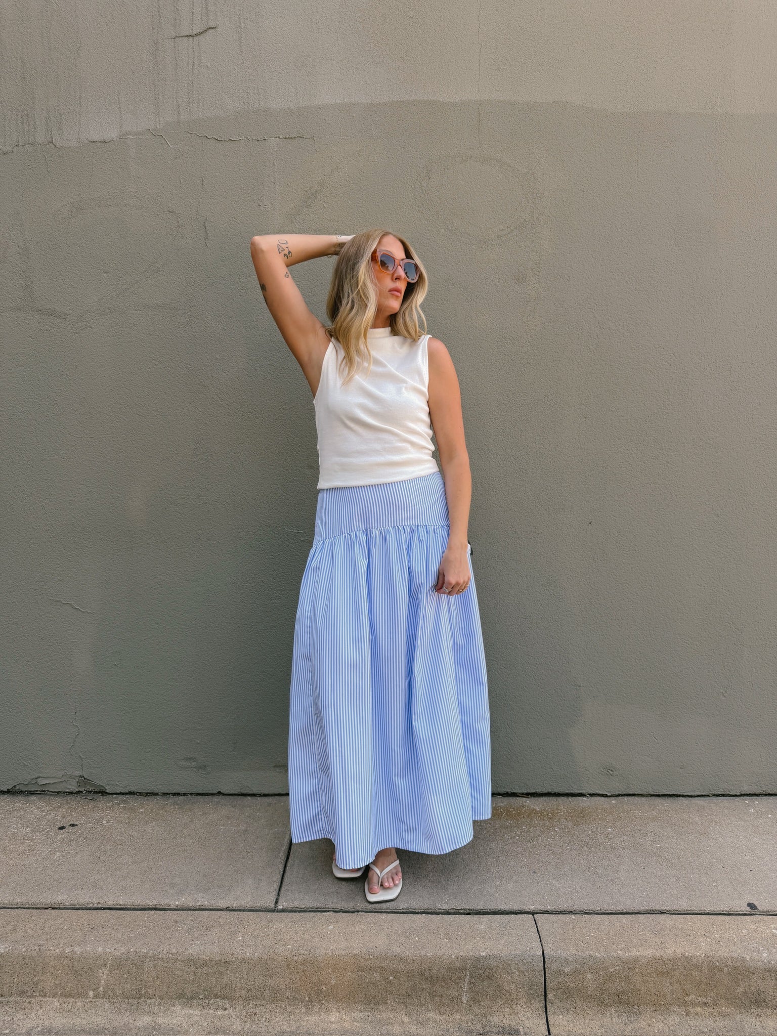 Set Your Sails Skirt - Blue & White Stripe