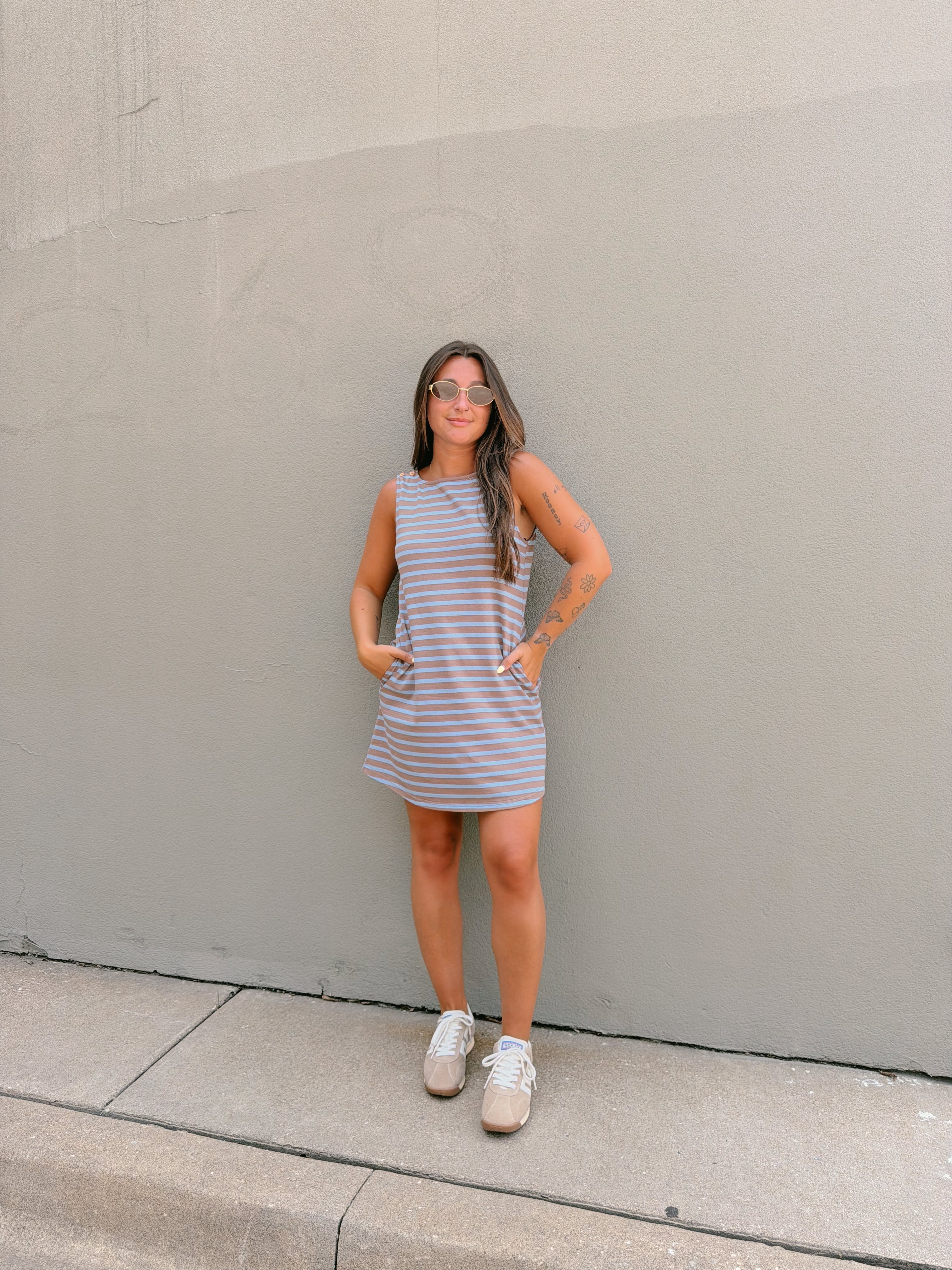 Sami Striped Boat Neck Mini Dress
