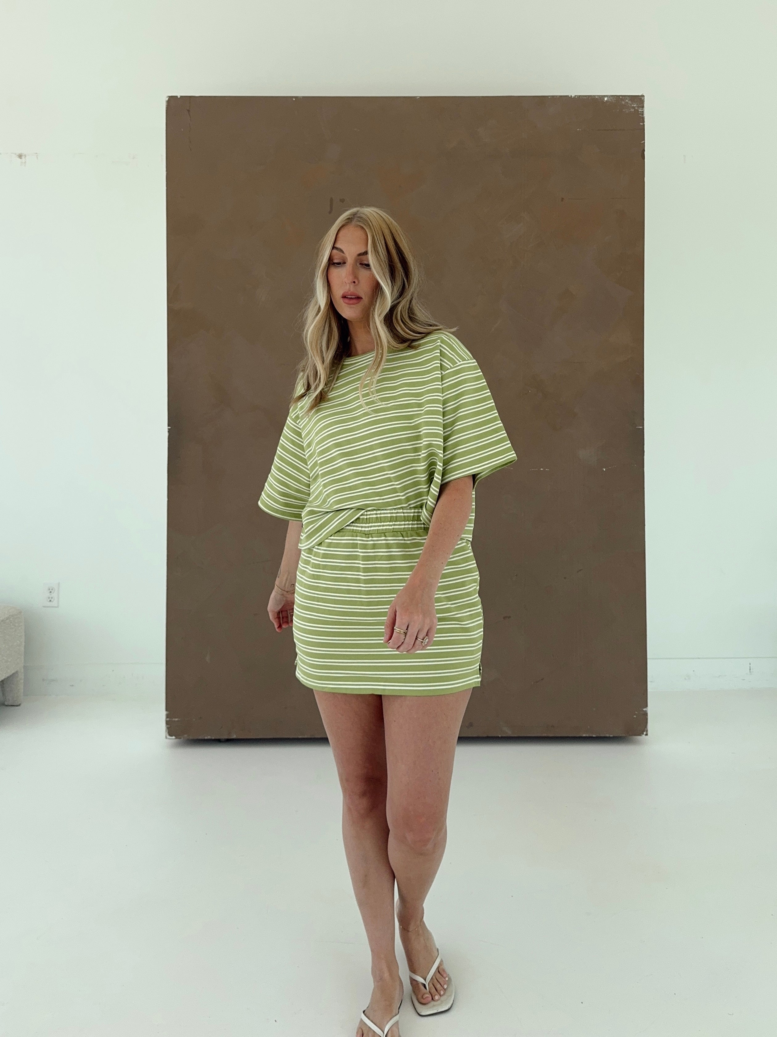 Macy Matcha Stripe Top