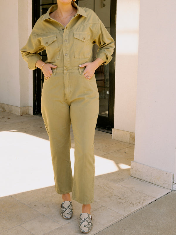 Washed Olive Utility Jumpsuit