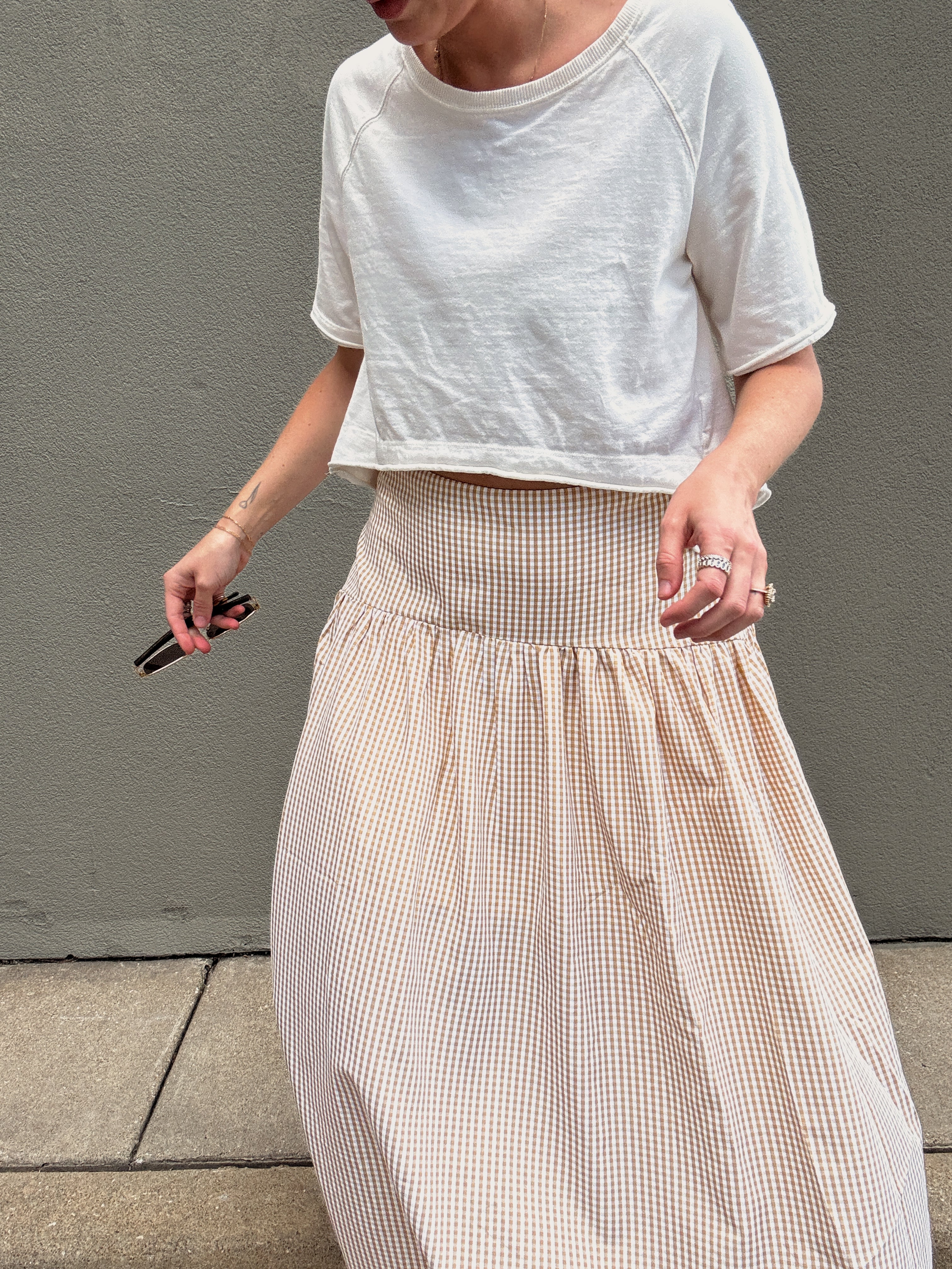 Set Your Sails Skirt - Tan Gingham