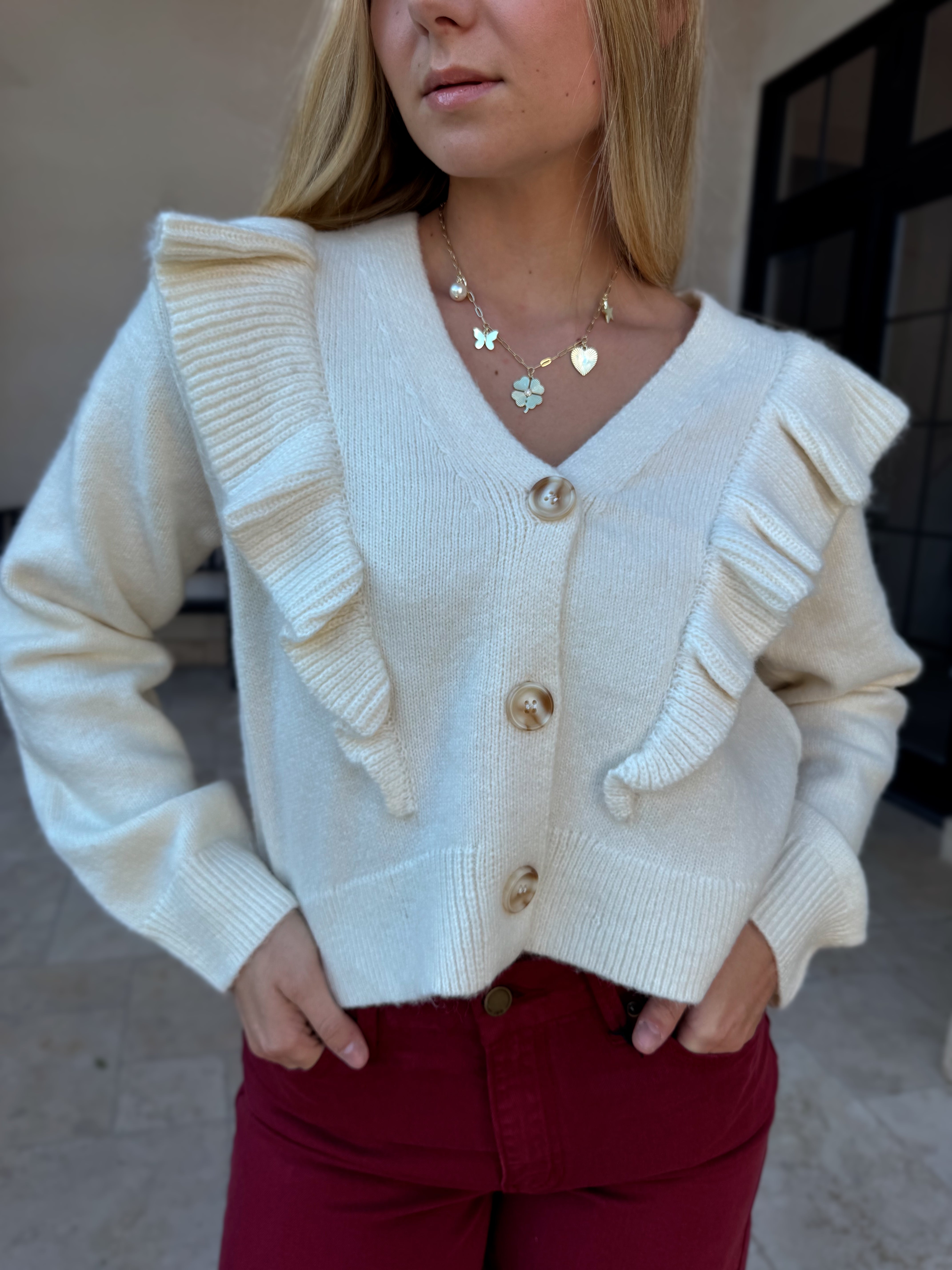 Ruffle Knit Cardigan