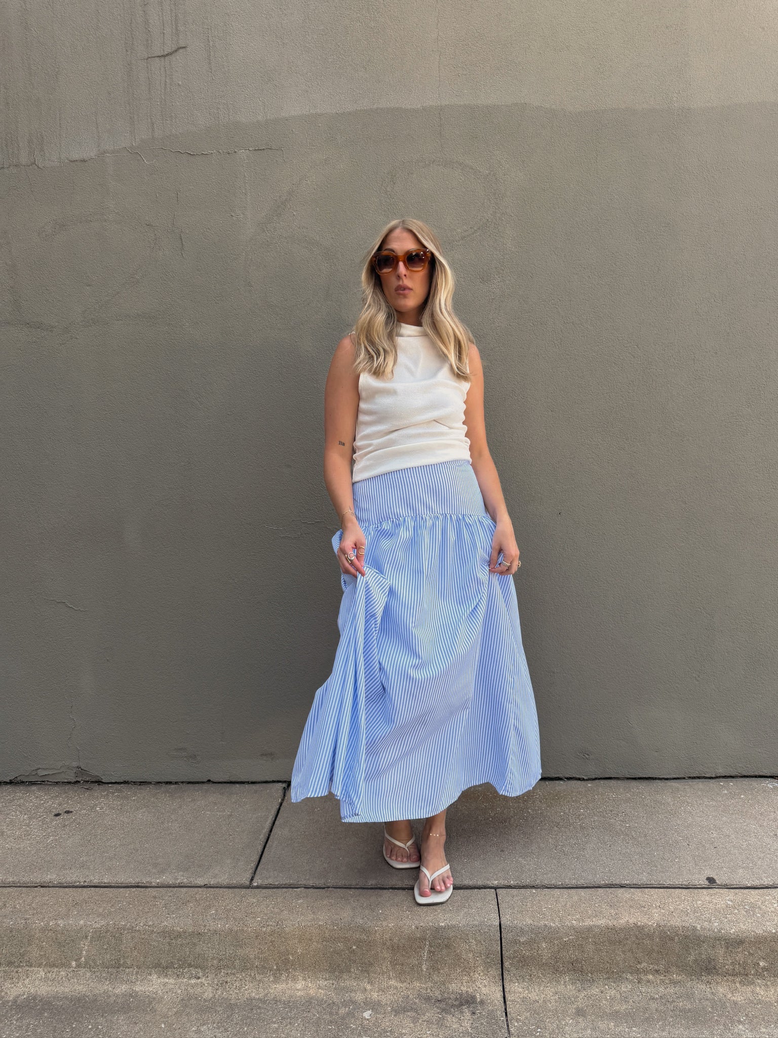 Set Your Sails Skirt - Blue & White Stripe