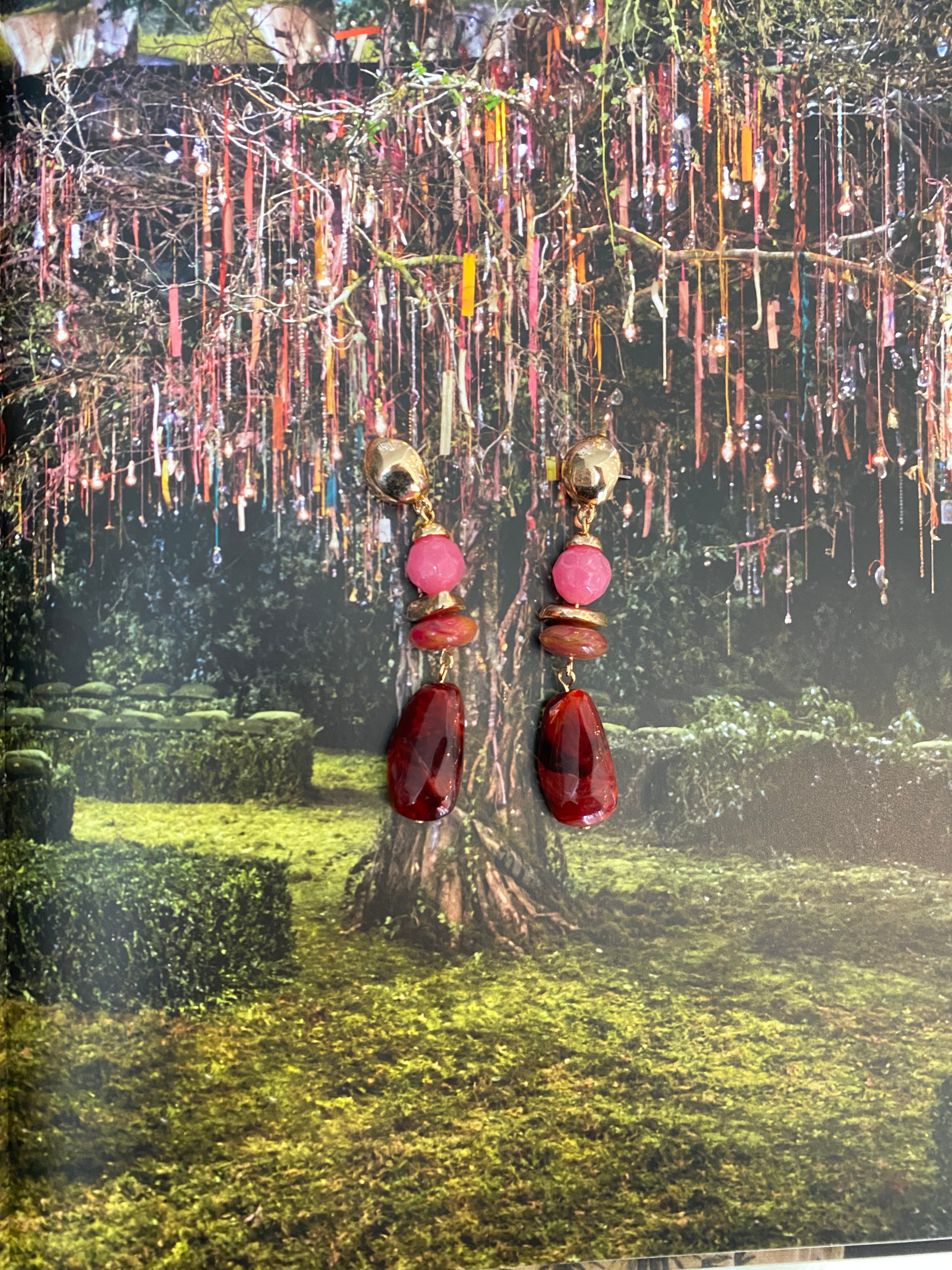 Pink Resin Dangle Earrings