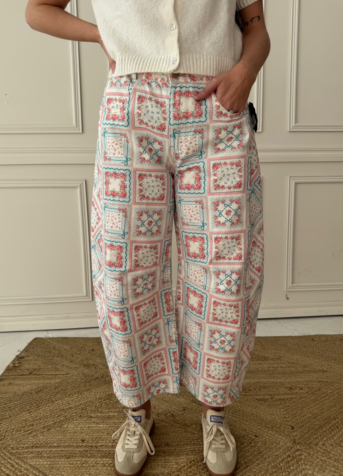 Patchwork Barrel Jean