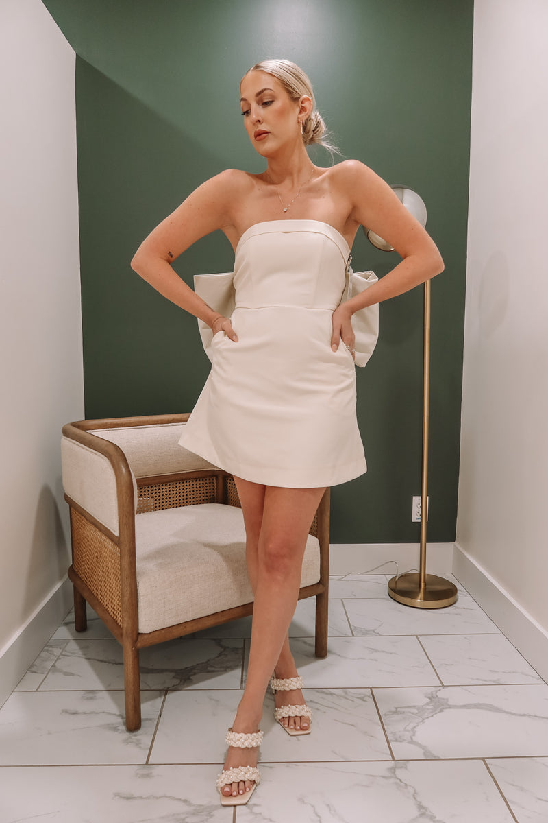 Big Bow Tube Dress - Ecru