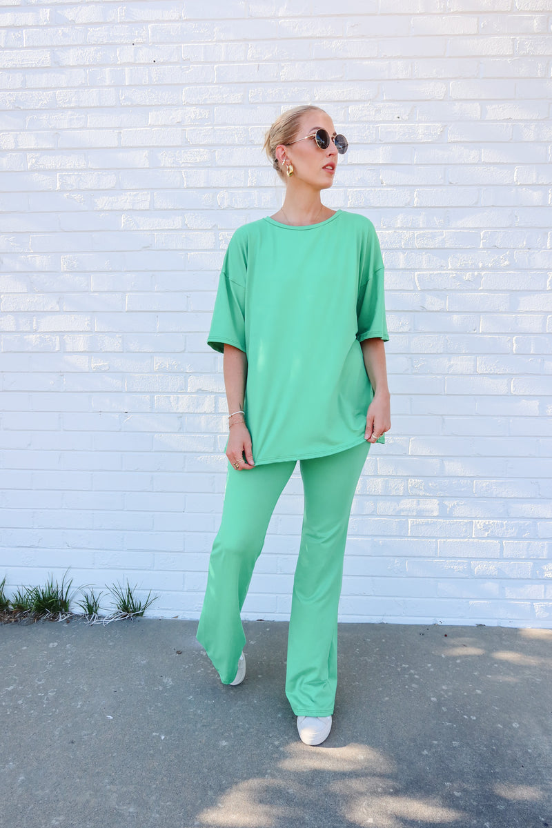Basic Oversized Tee Set - Kelly Green
