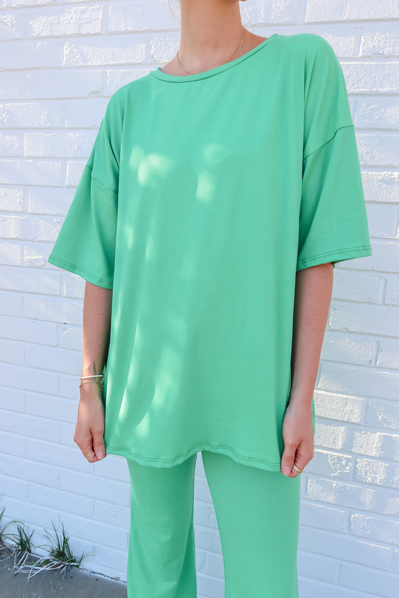 Basic Oversized Tee Set - Kelly Green