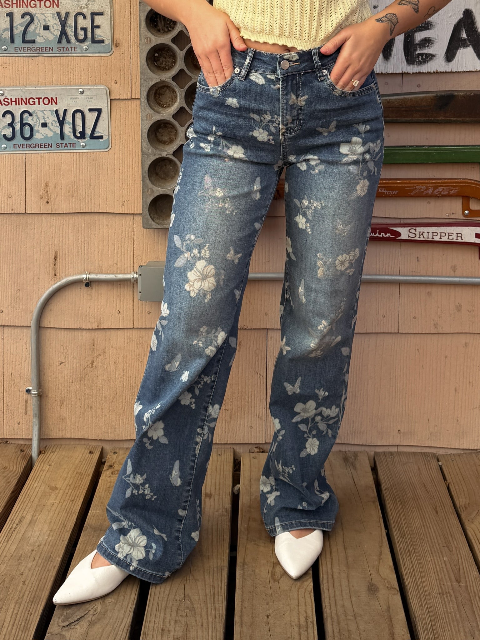 Lindsey Floral Straight Leg Denim