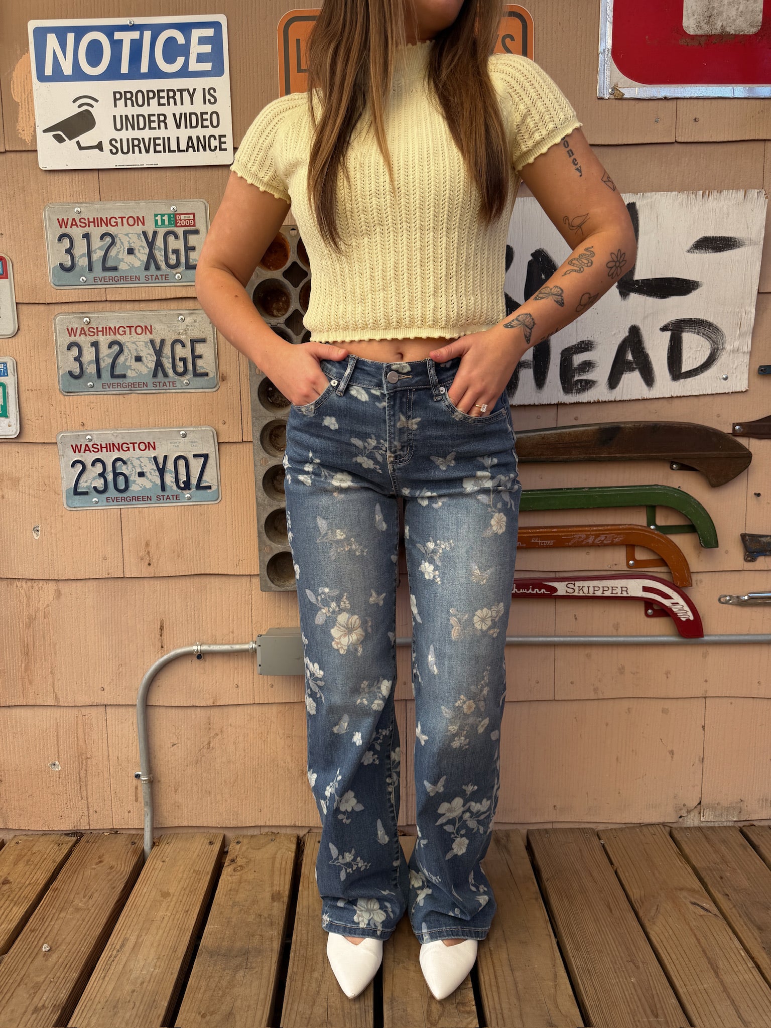 Lindsey Floral Straight Leg Denim