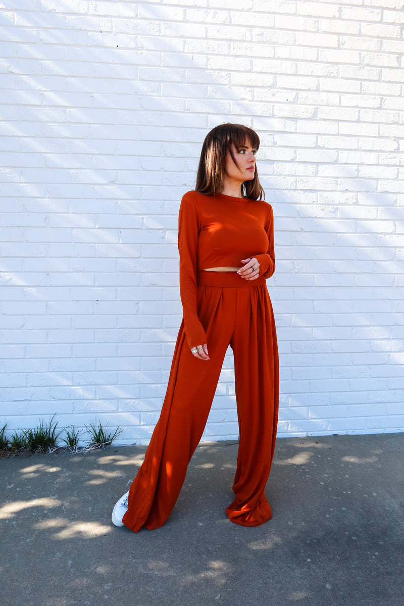 Basic Long Sleeve Set - Rust