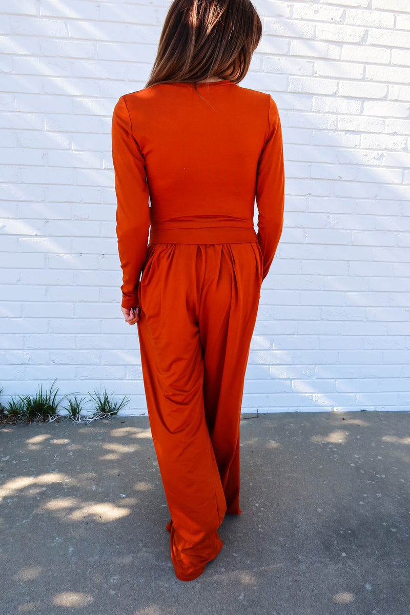 Basic Long Sleeve Set - Rust