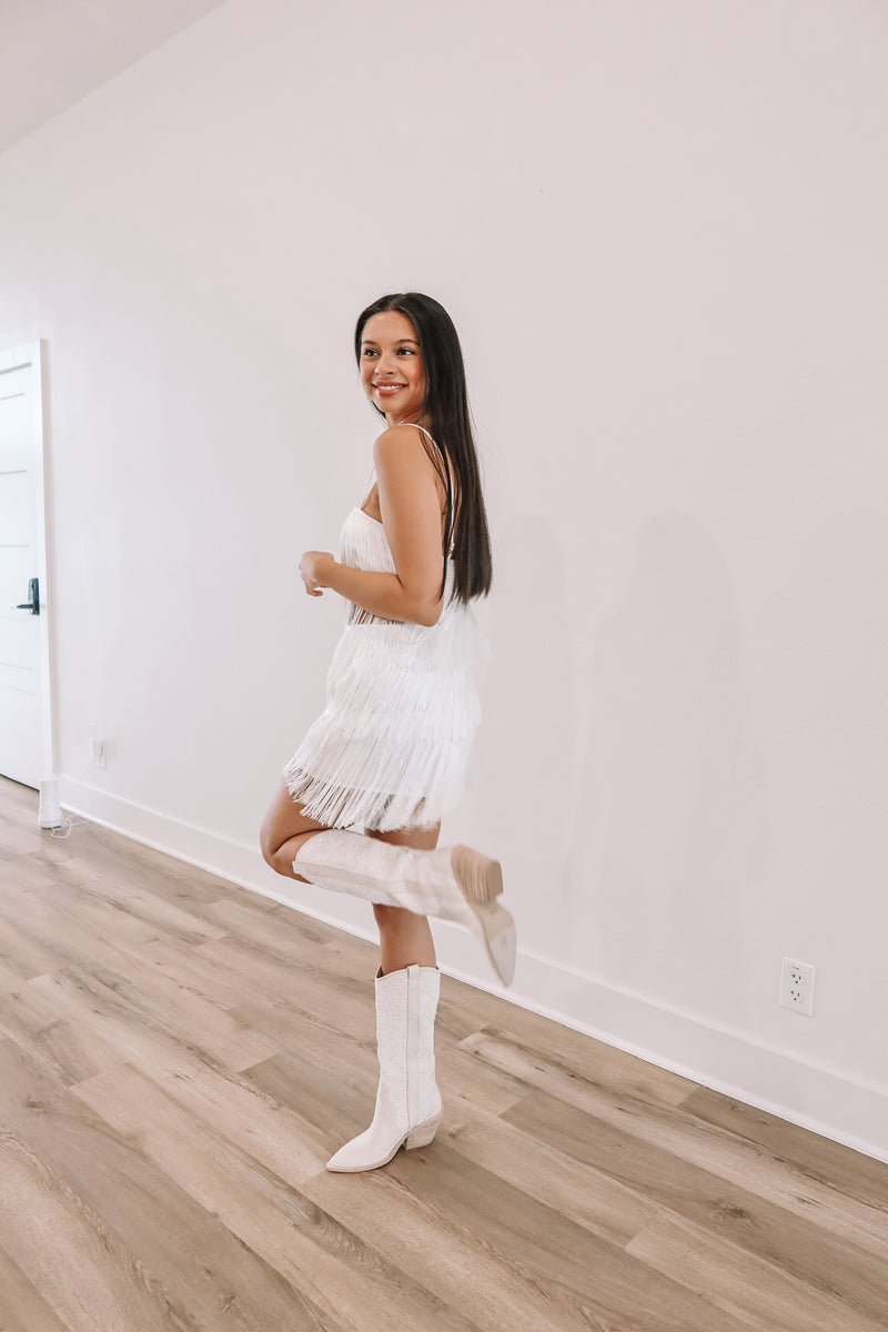 White Fringe Set