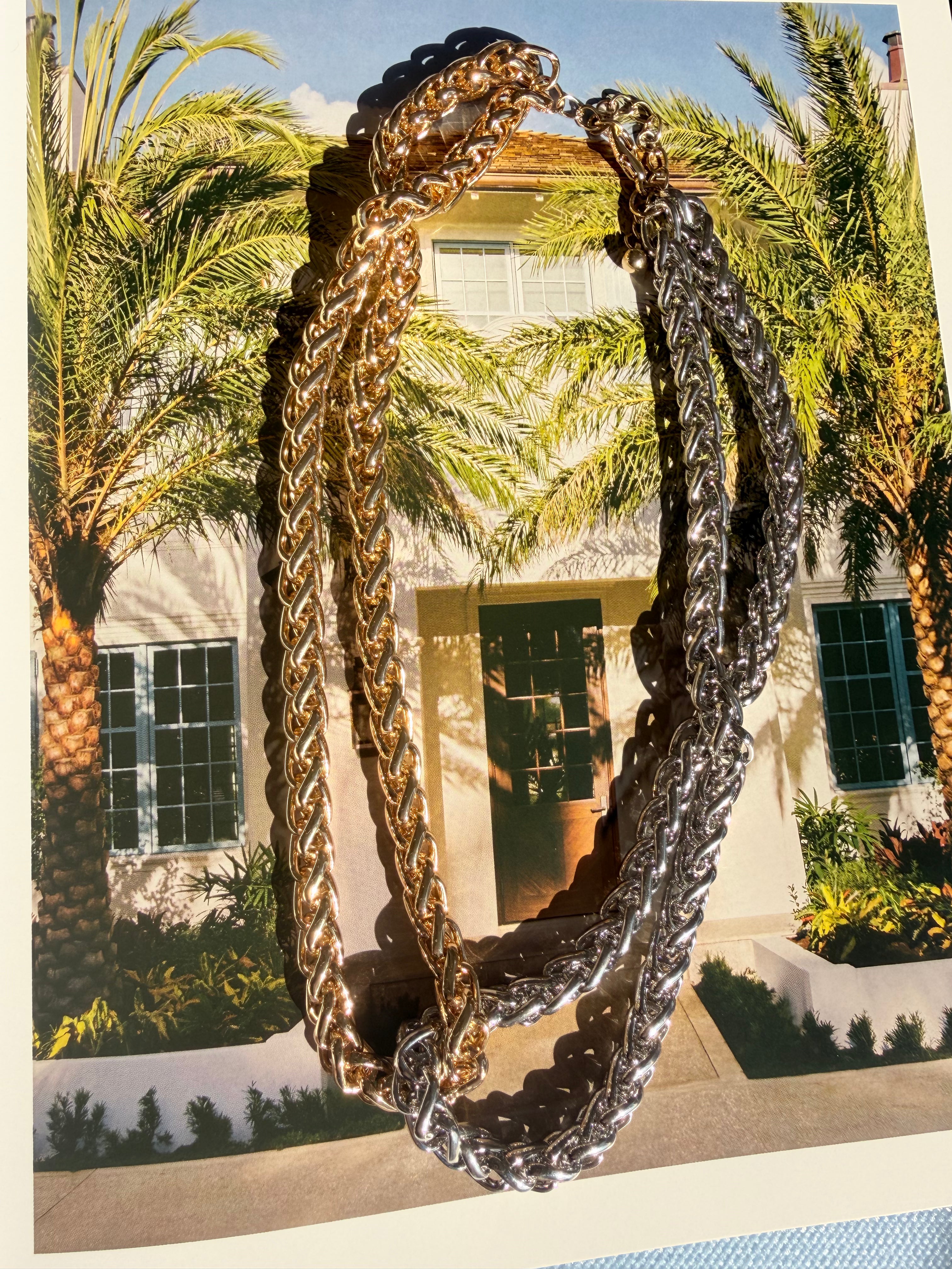 Genevive Two Tone Chain Link Necklace