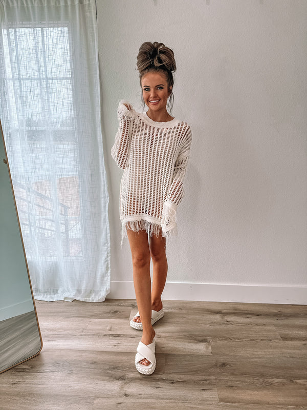 Ivory Fringe Cover-Up