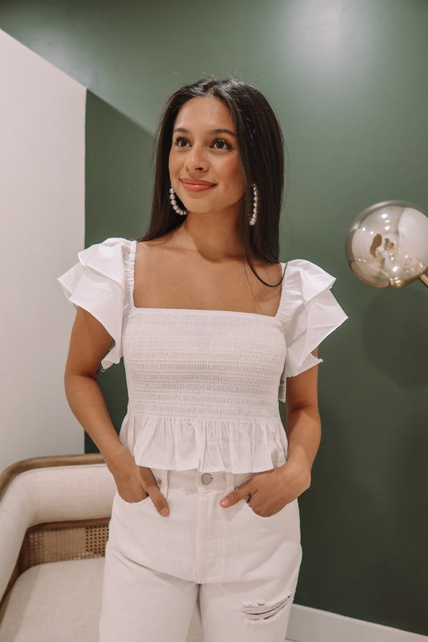 White Smocked Top
