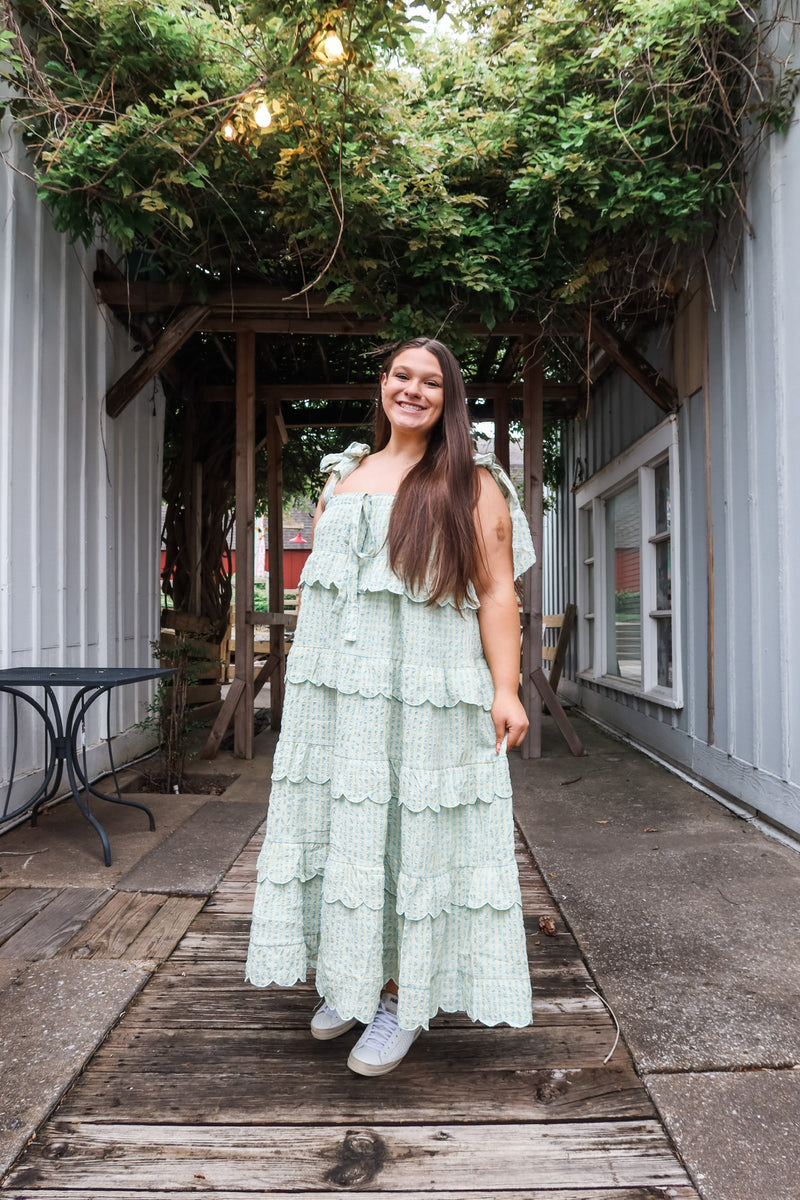 Buddylove Landon Tie Shoulder Maxi Dress - Misty Blue