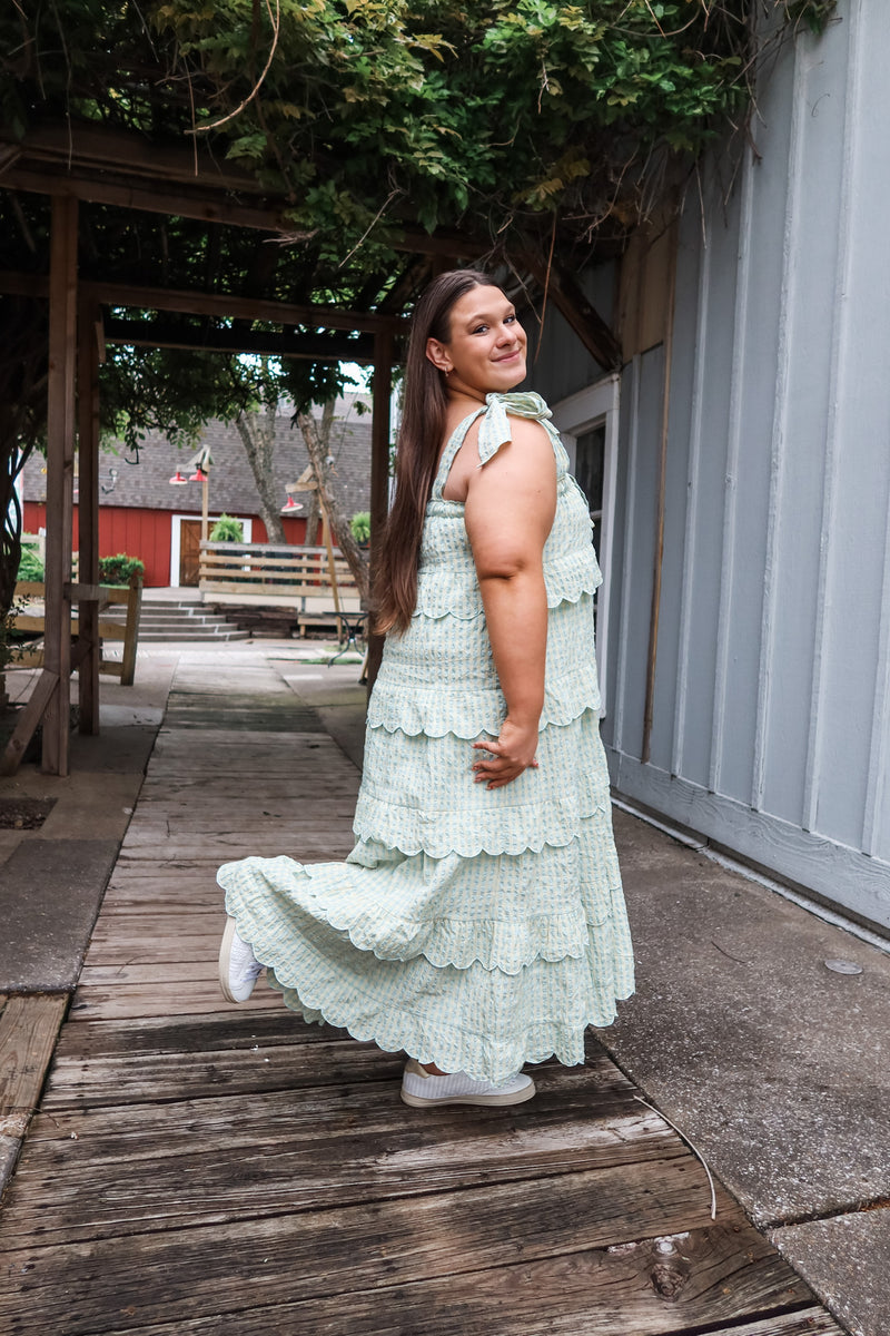 Buddylove Landon Tie Shoulder Maxi Dress - Misty Blue