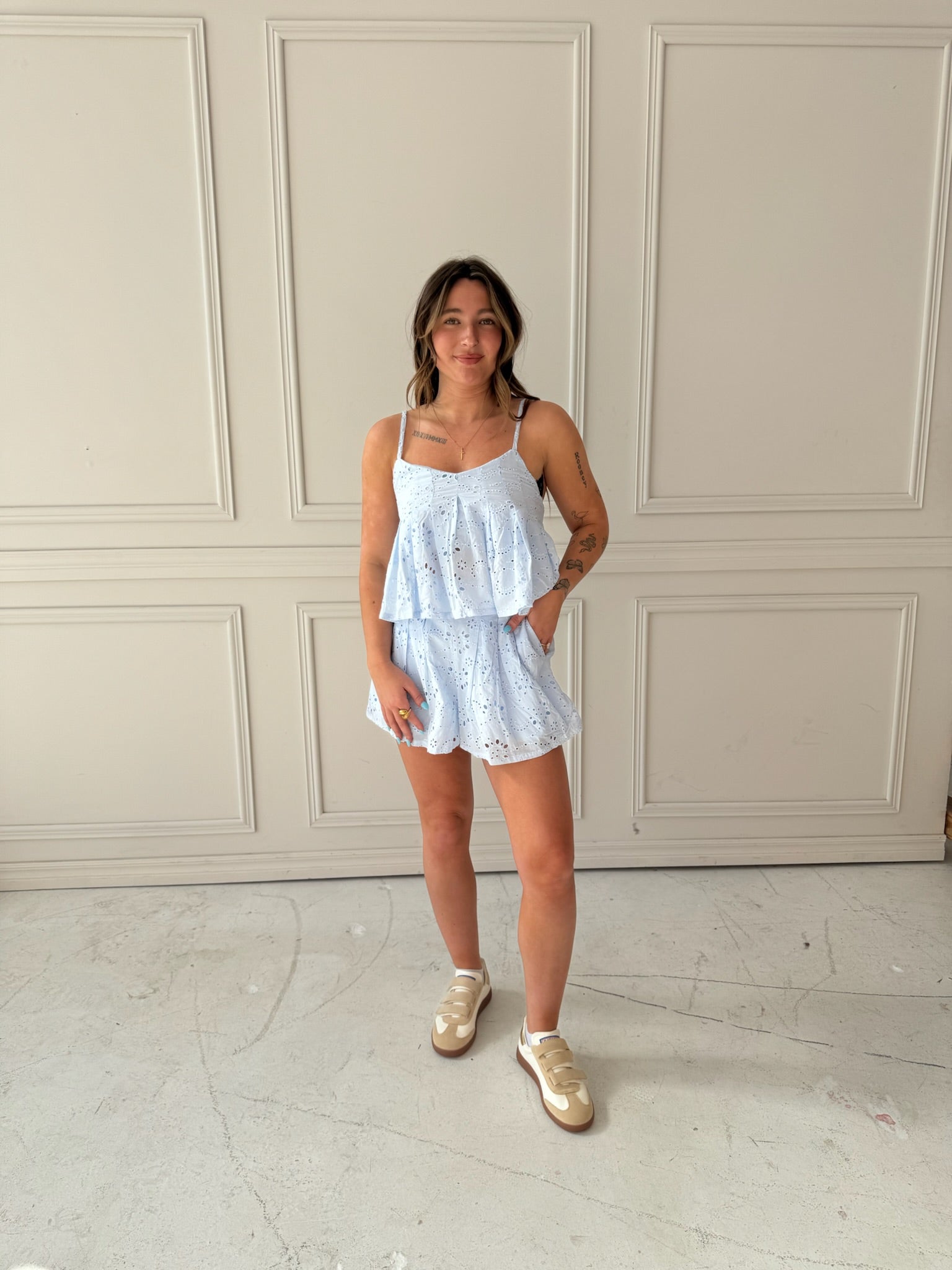 Baby Blue Pleated Set