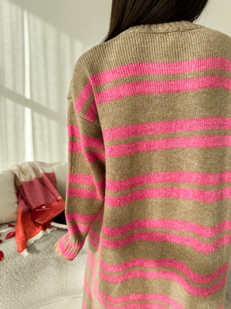 Blushing Pink Stripe Cardigan