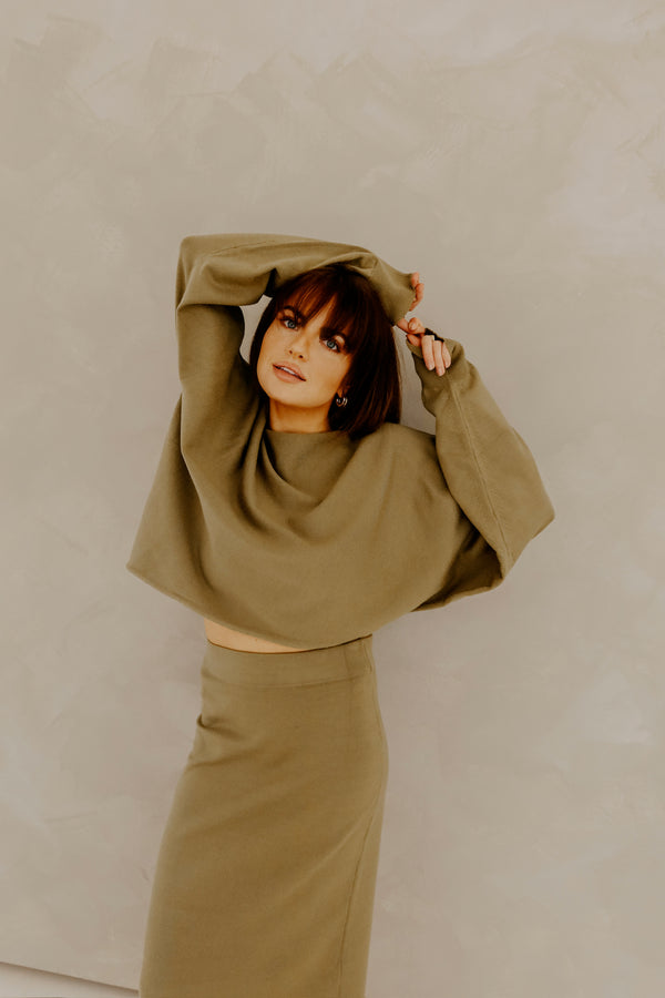 "The Sarah" Knit Sweater - Olive