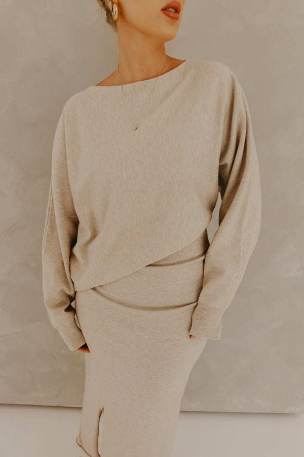 "The Sarah" Knit Sweater - Beige