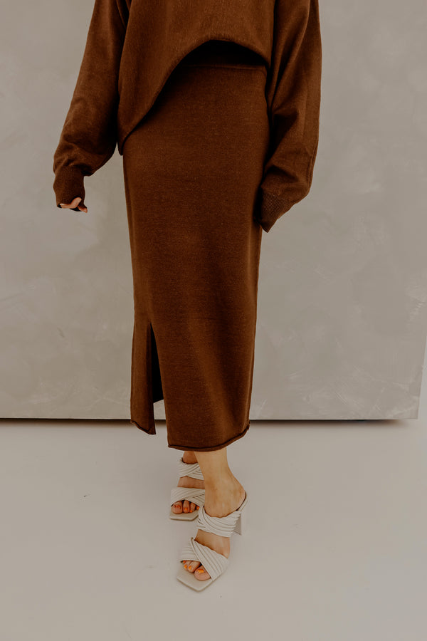 "The Sarah" Knit Skirt - Brown