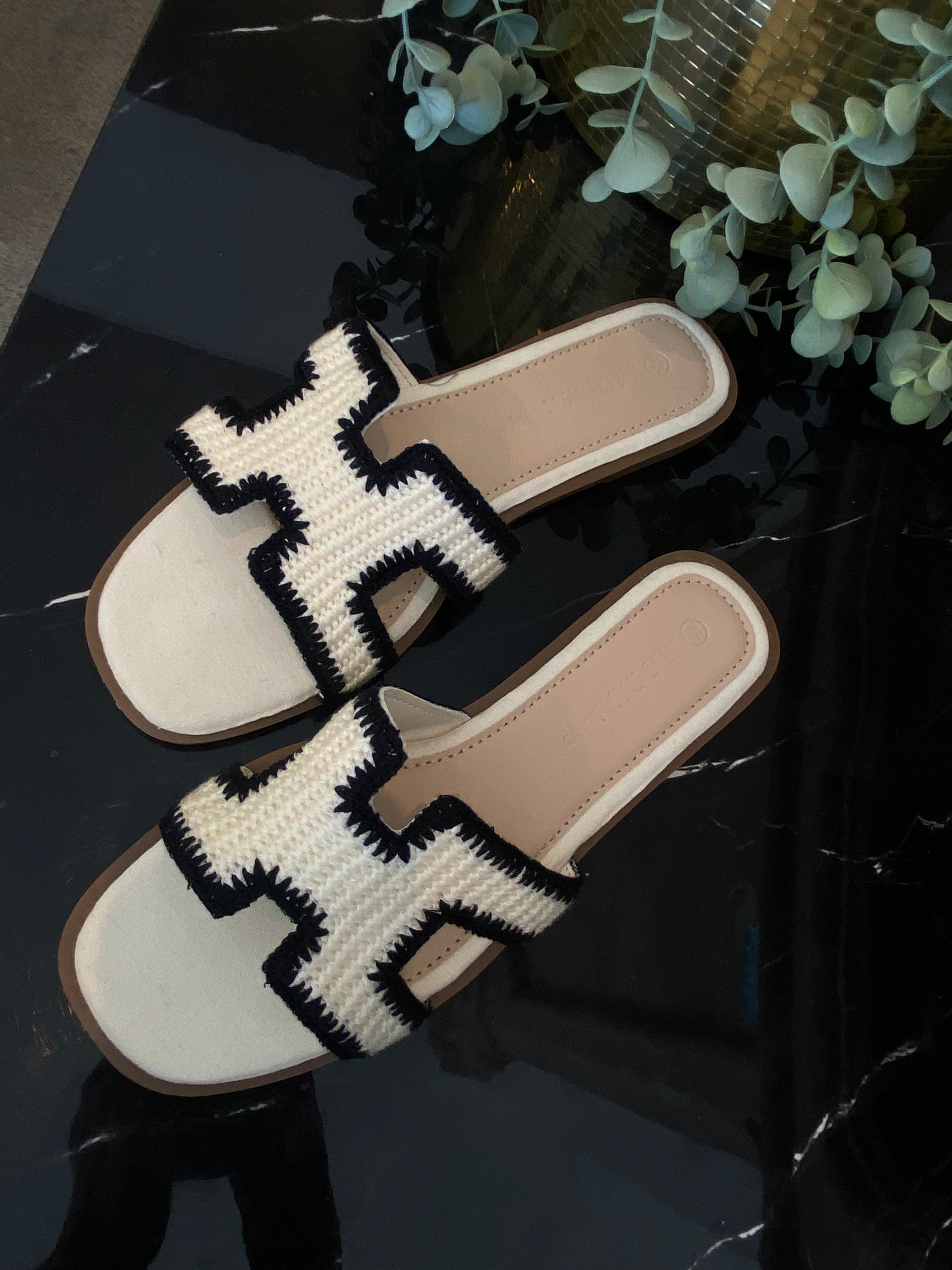 Palms Black Stitched Sandal