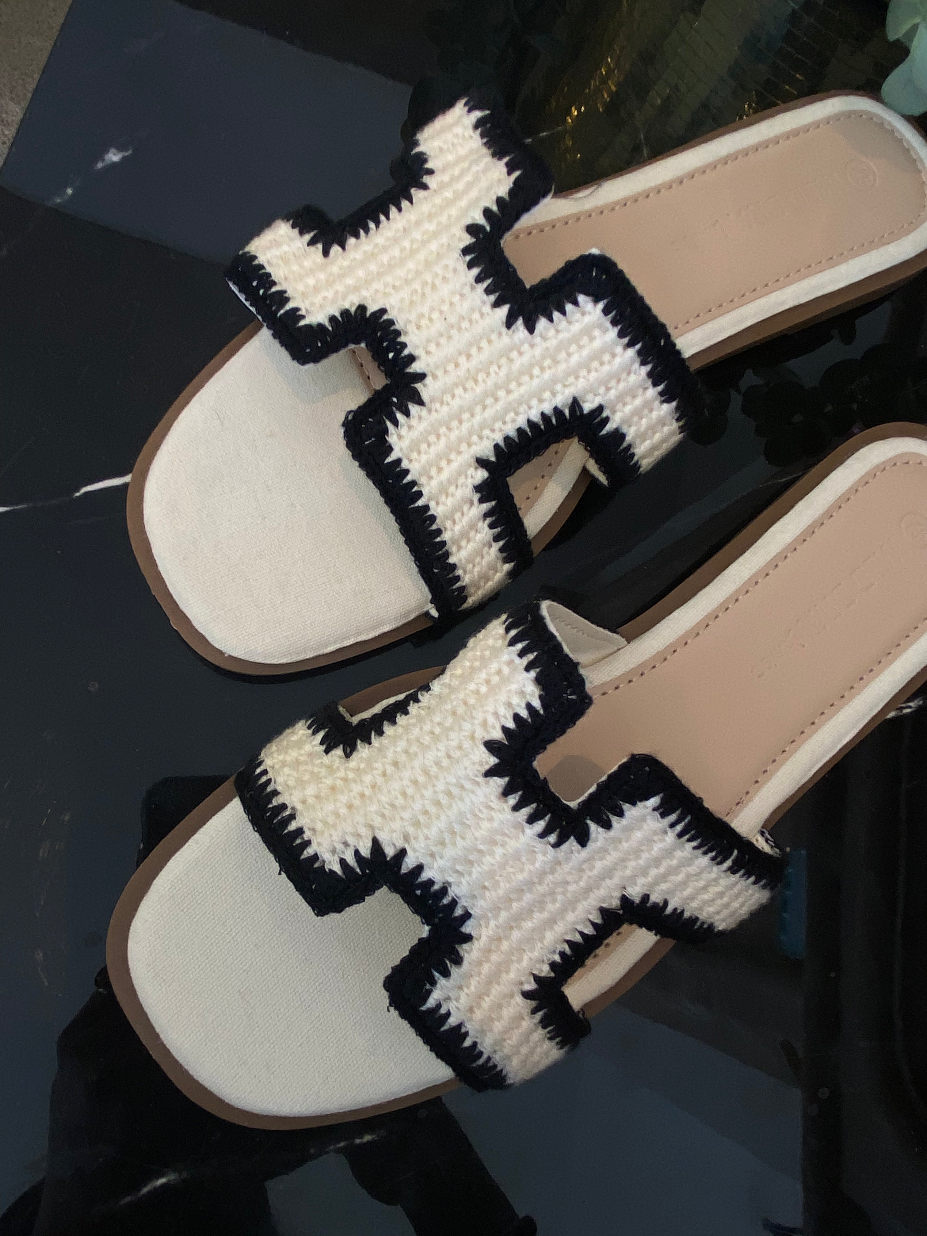 Palms Black Stitched Sandal