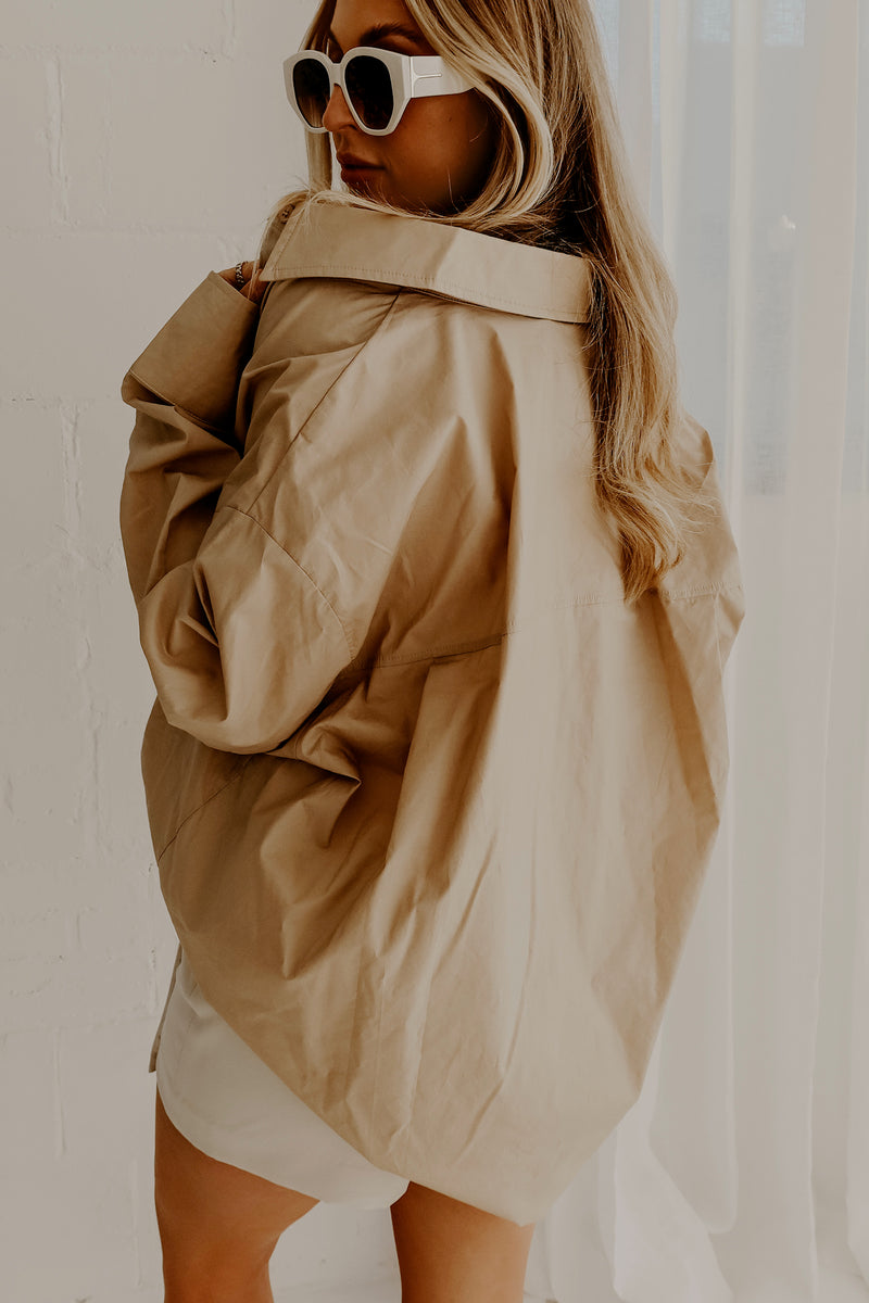 Jet Set Button Up - Almond