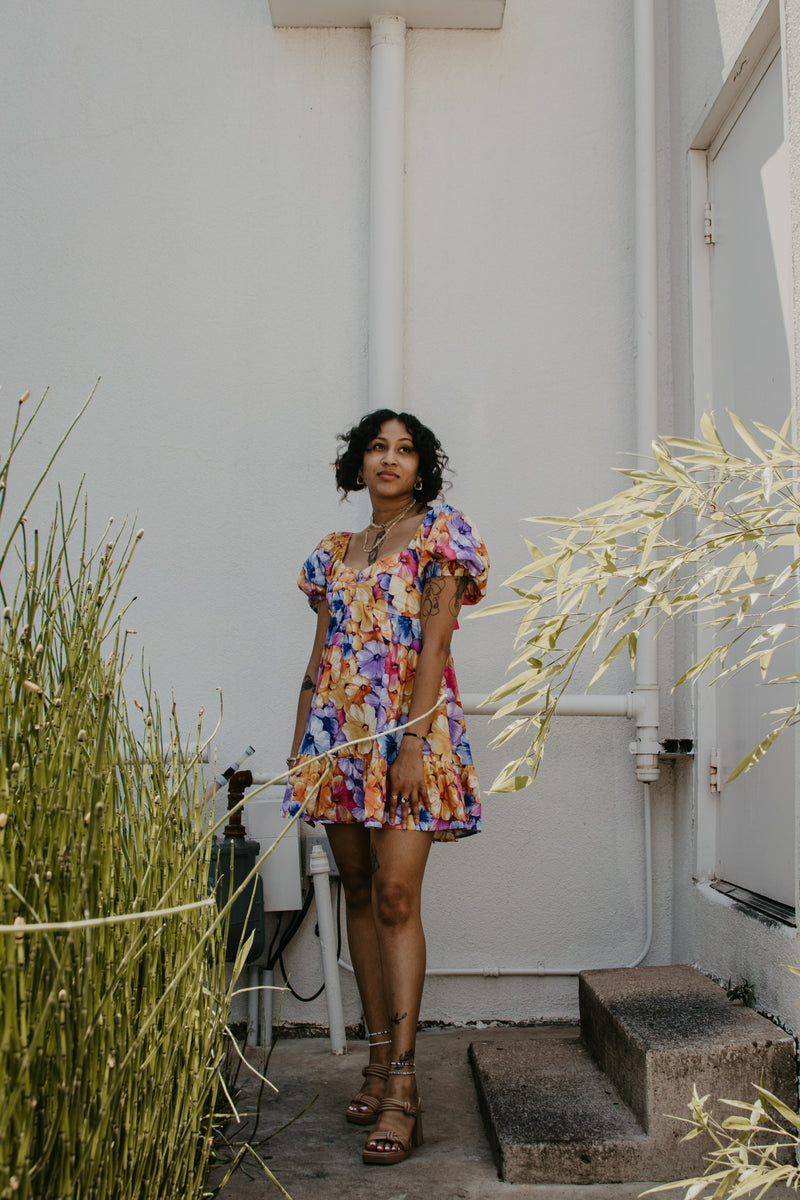 Buddylove Diego Babydoll Mini Dress - Pansy