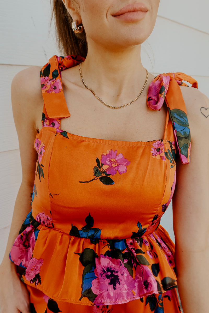 Buddylove Edie Tie-Shoulder Maxi Dress - Tuscan Rose