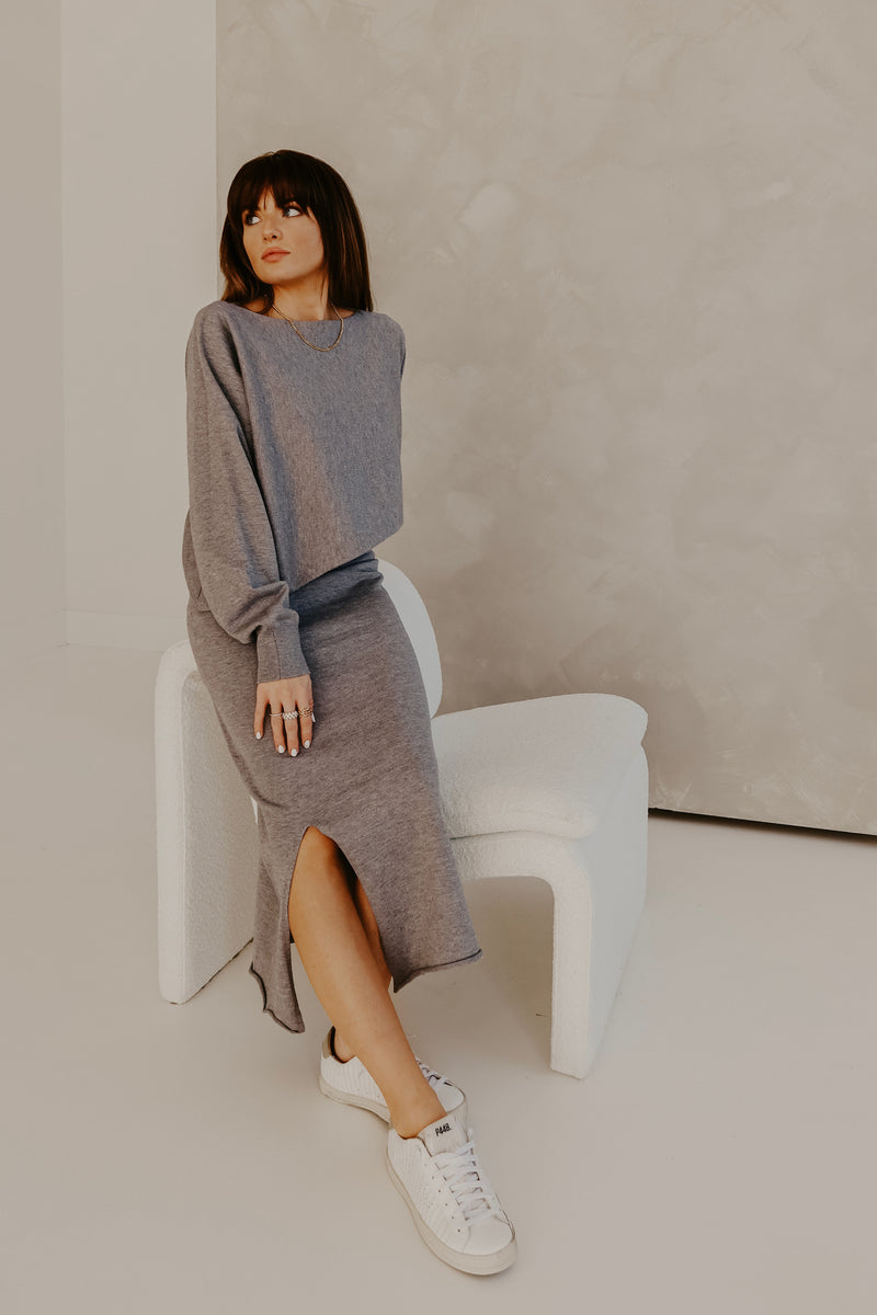 "The Sarah" Knit Skirt - Grey