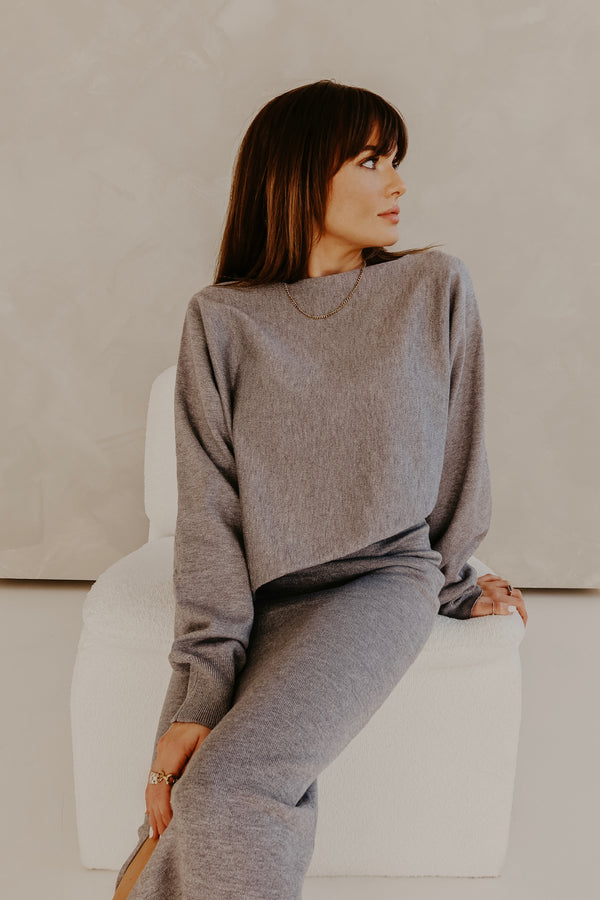 "The Sarah" Knit Sweater - Grey