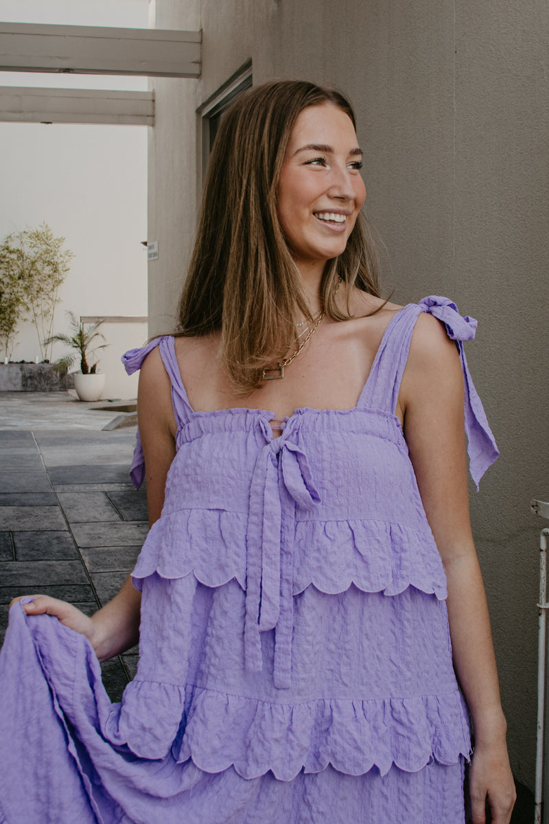Buddylove Landon Tie-Shoulder Maxi Dress - Amethyst