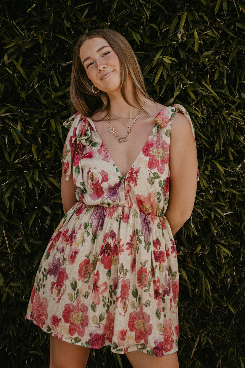 Buddylove Melanie Tie-Shoulder Mini Dress - Raspberry Rose