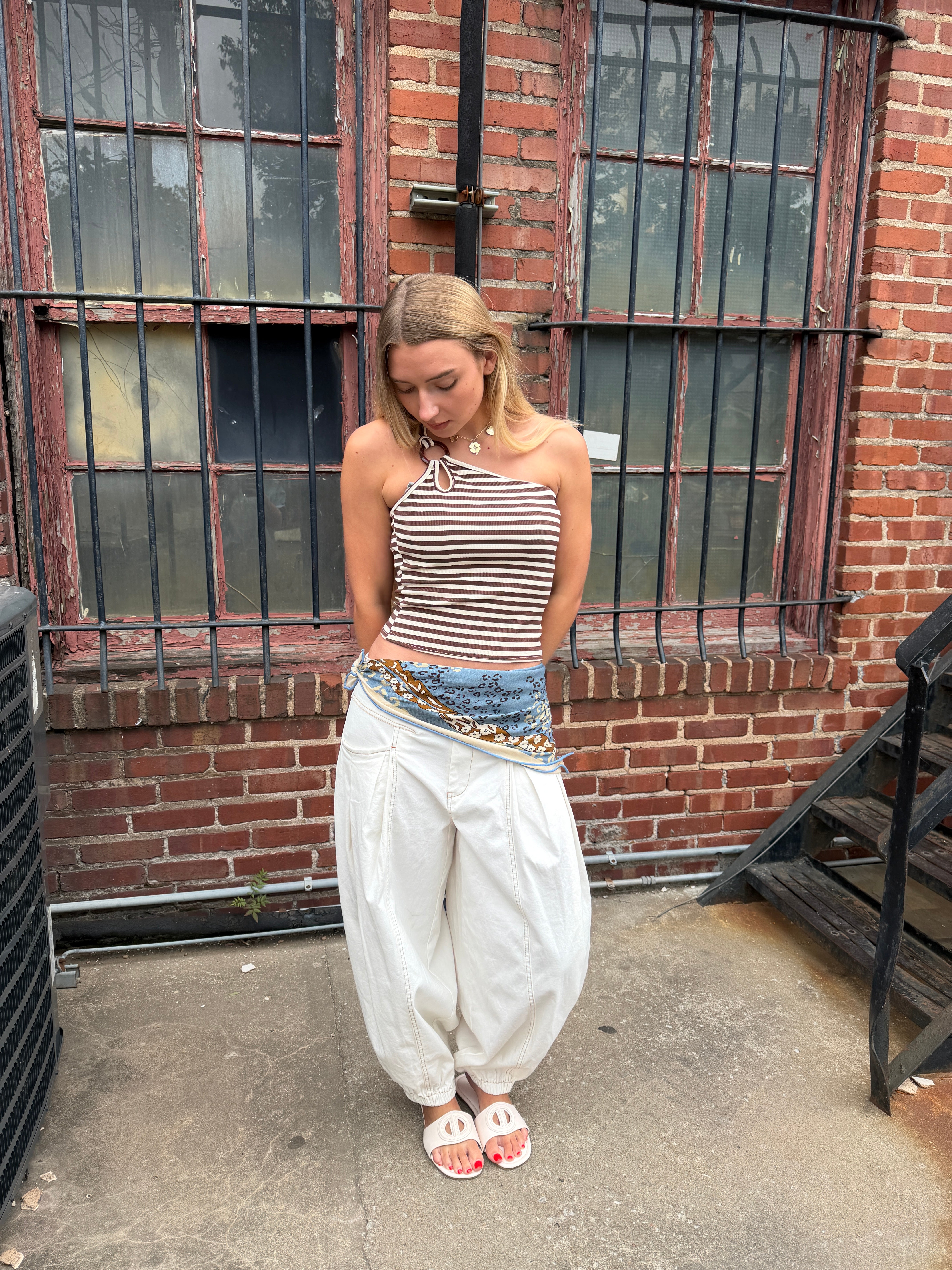 Francie Striped One Shoulder Tank