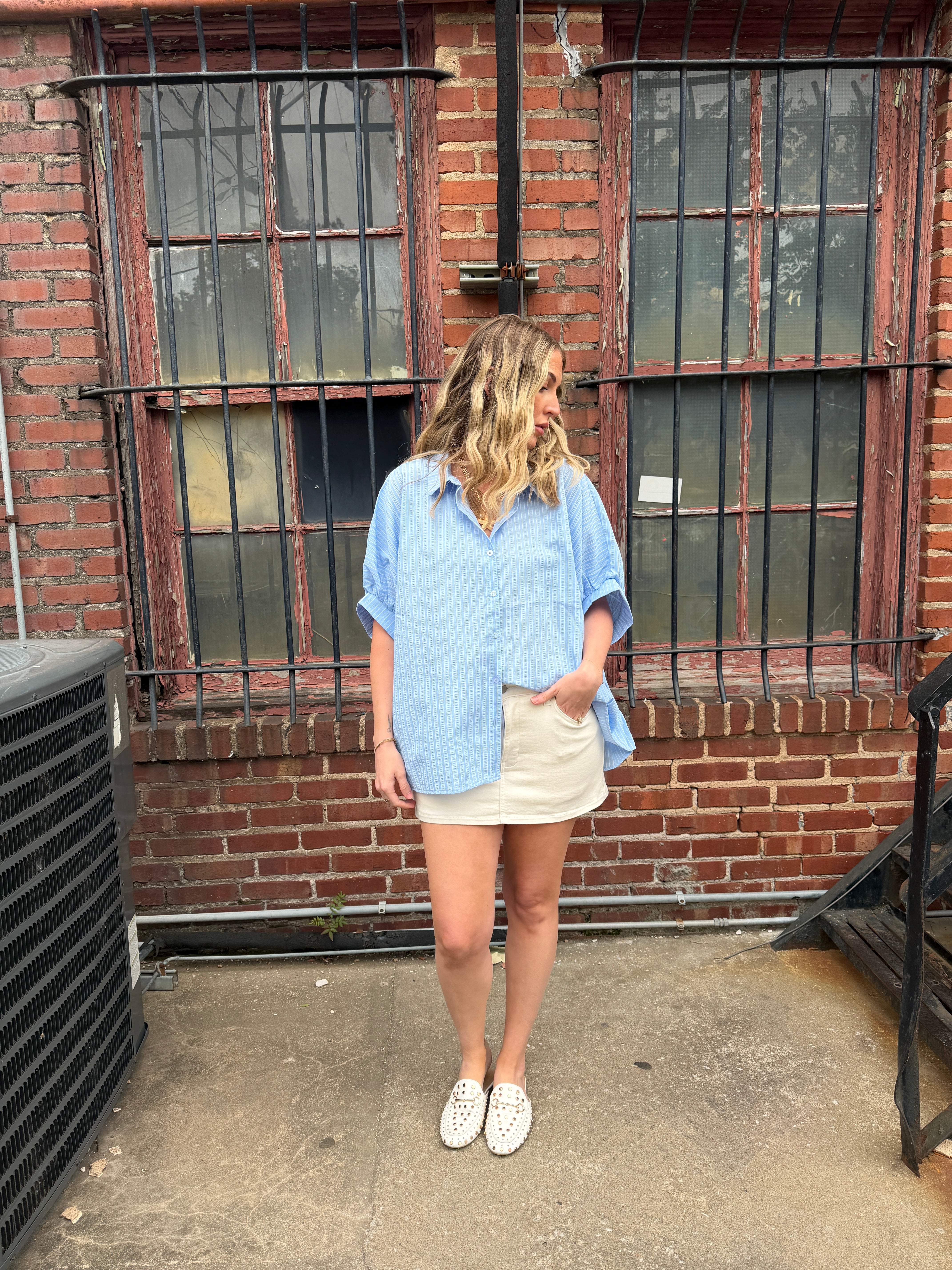 Blue Button Up