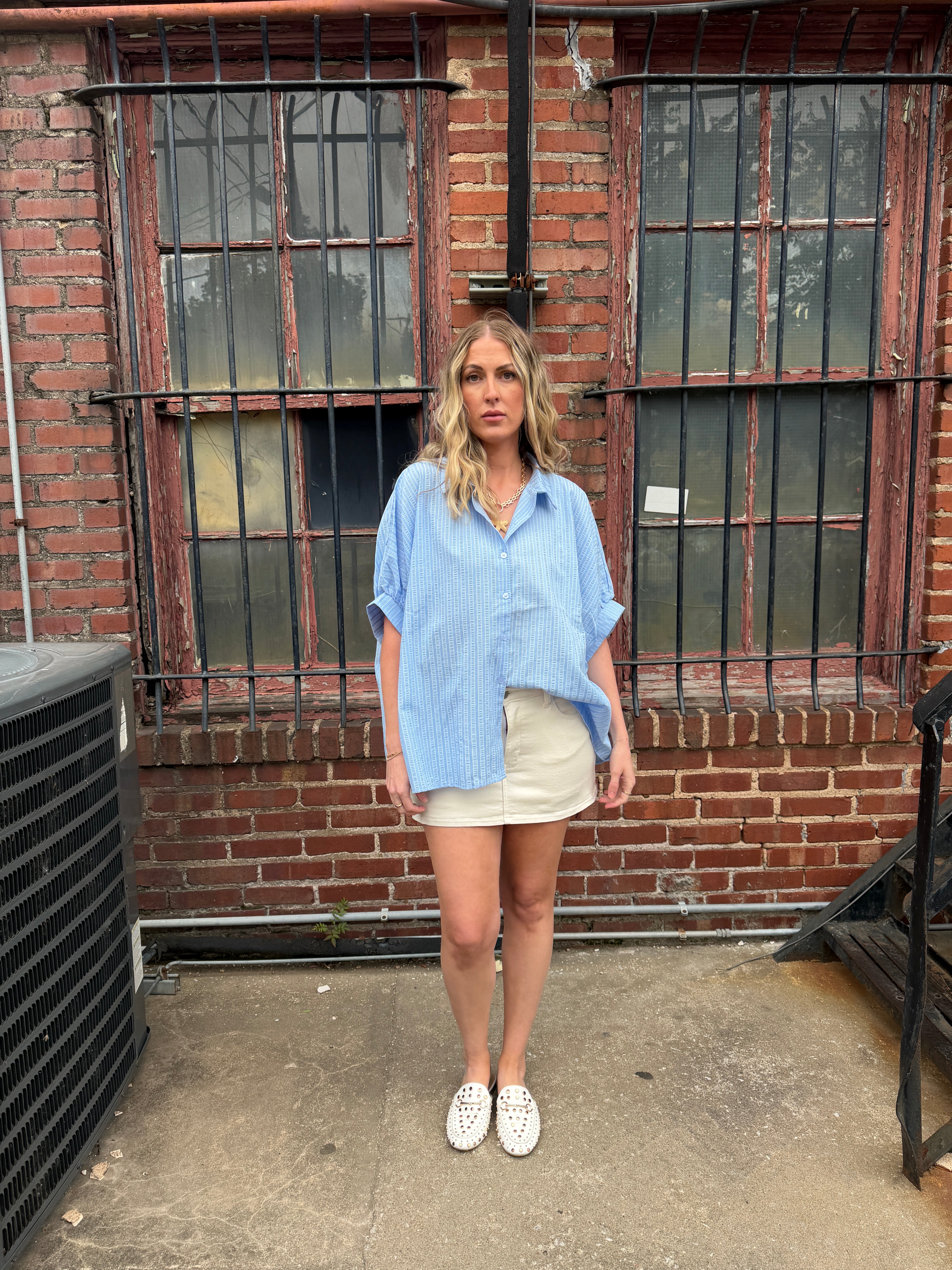Blue Button Up