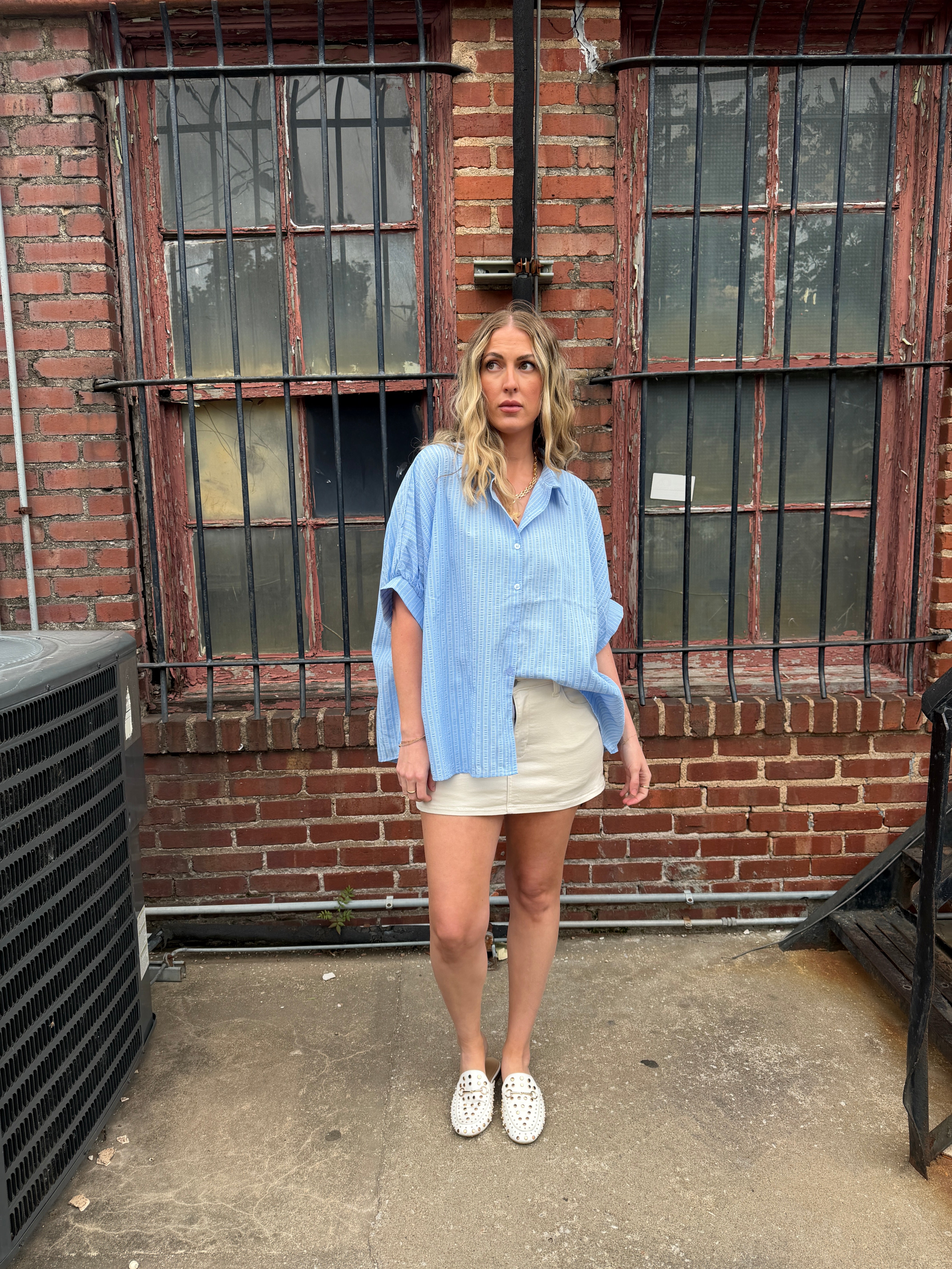 Blue Button Up