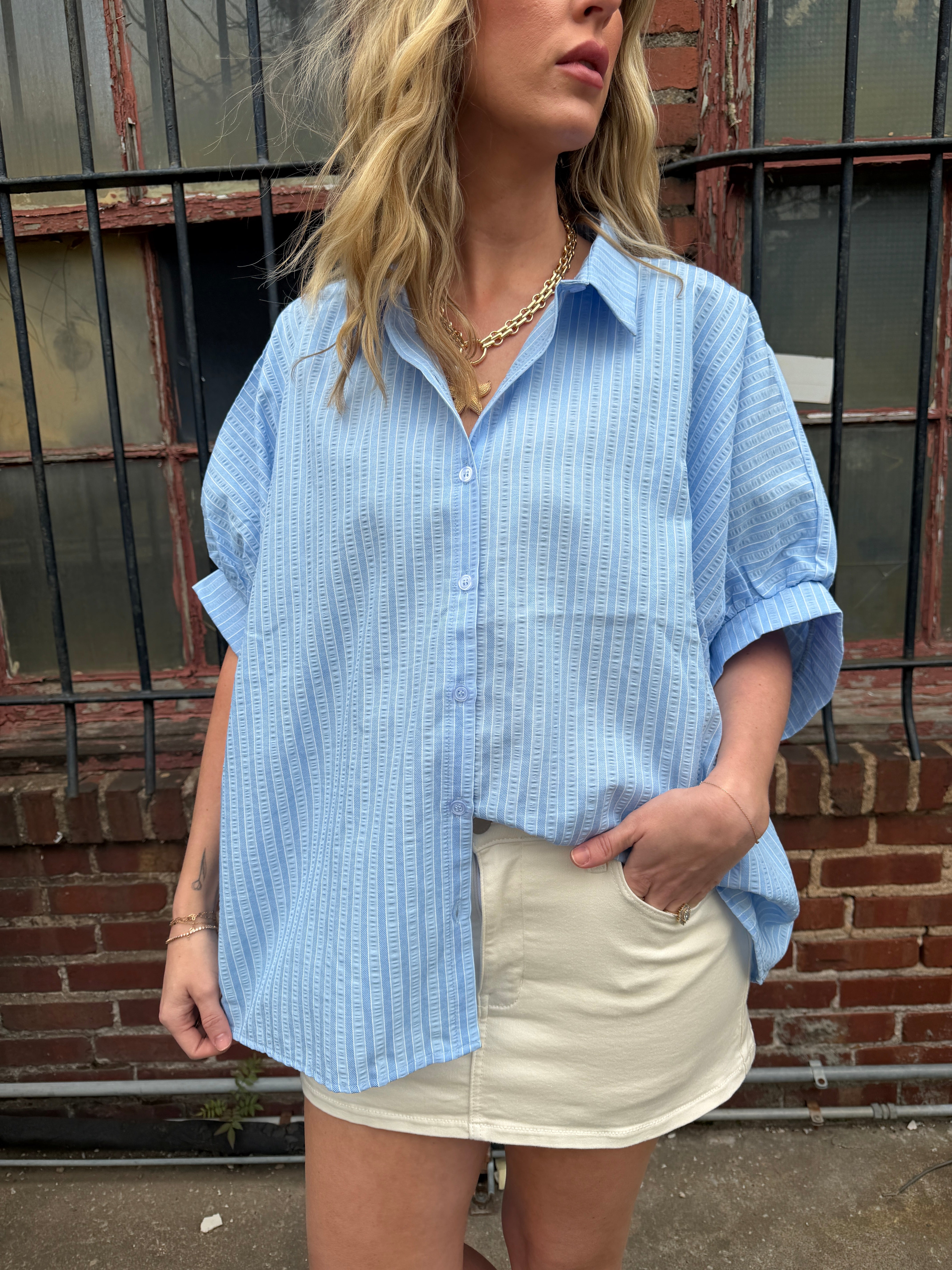 Blue Button Up
