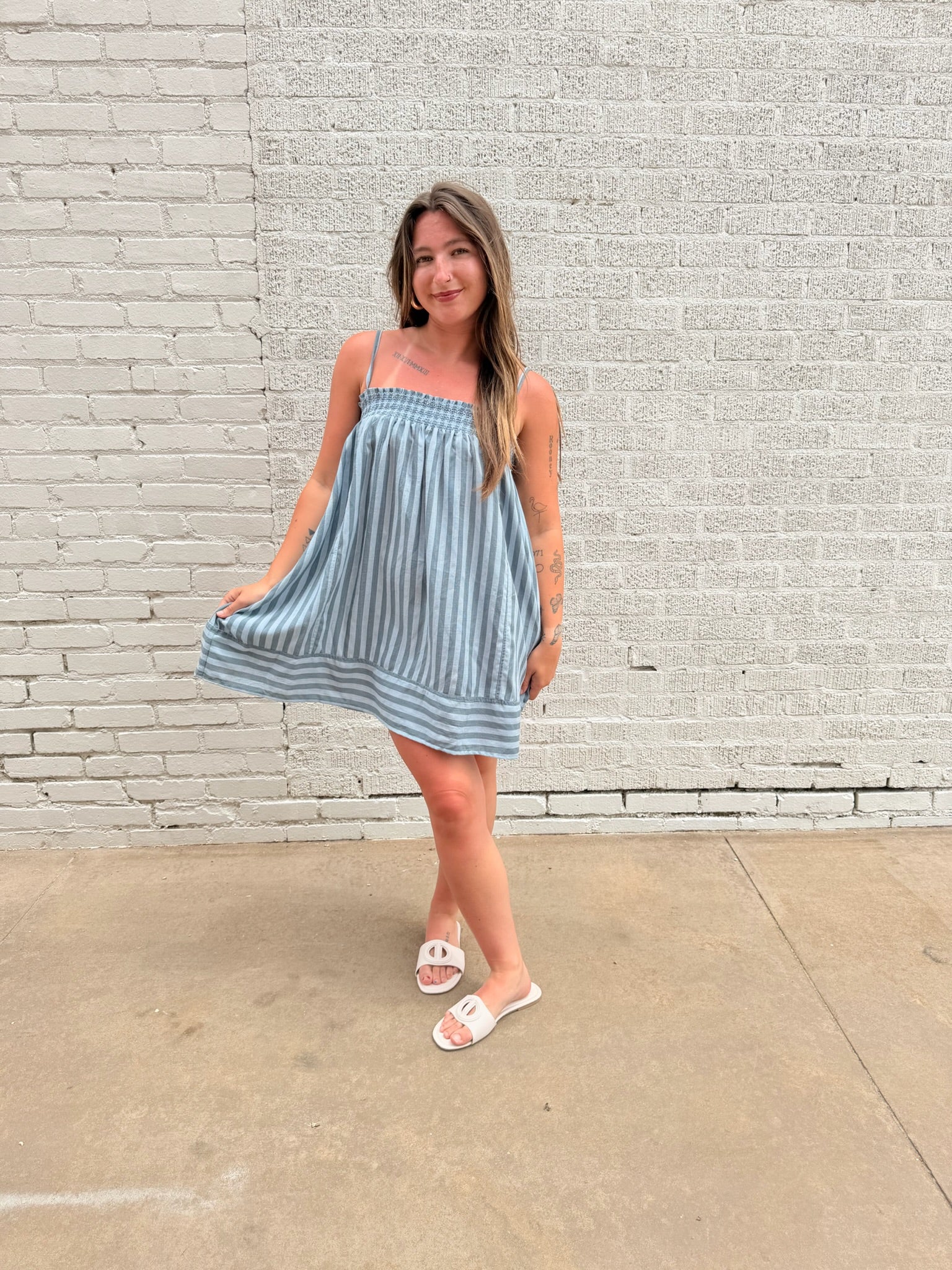Summer Stripes Blue Mini Dress