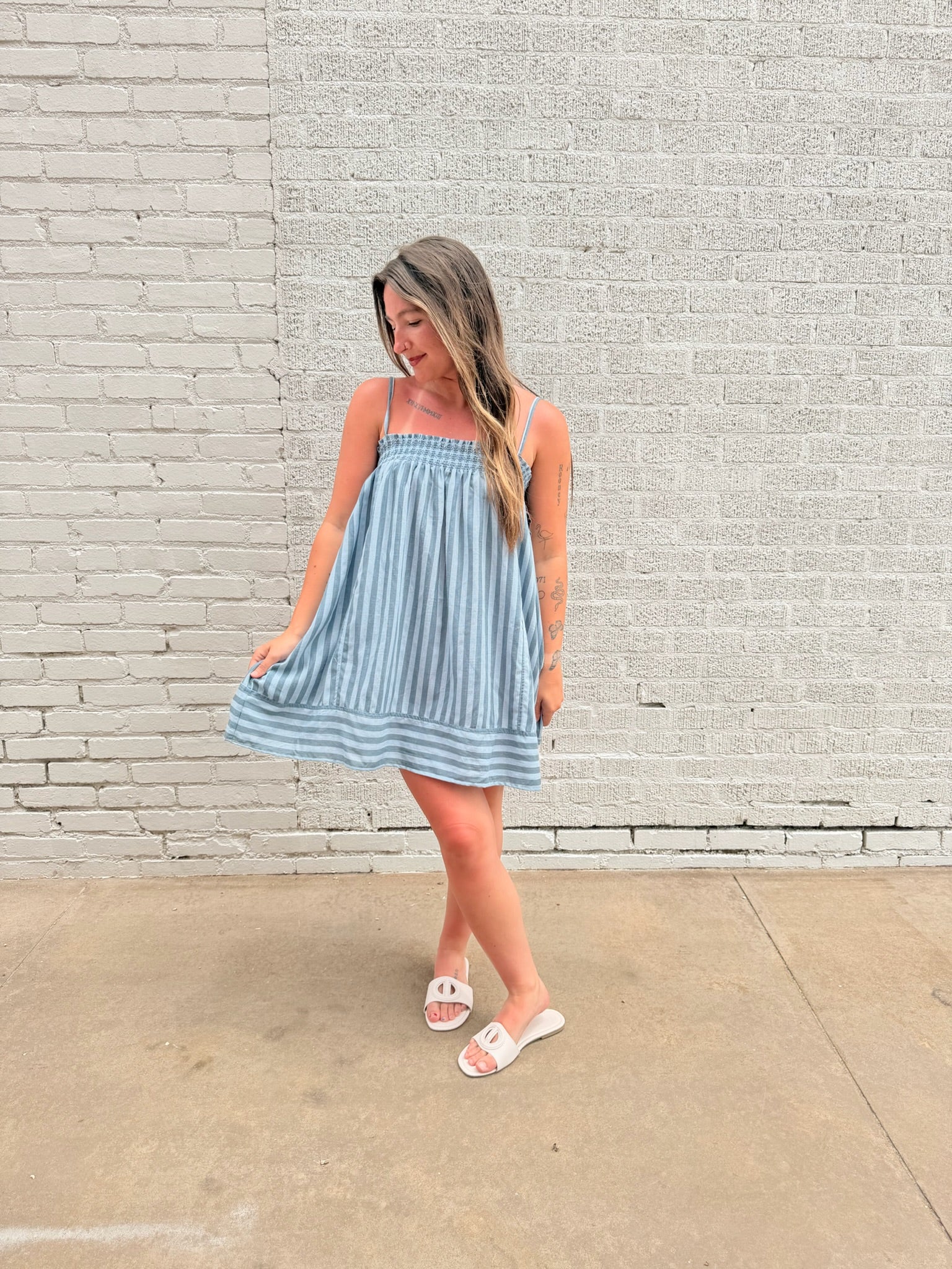 Summer Stripes Blue Mini Dress