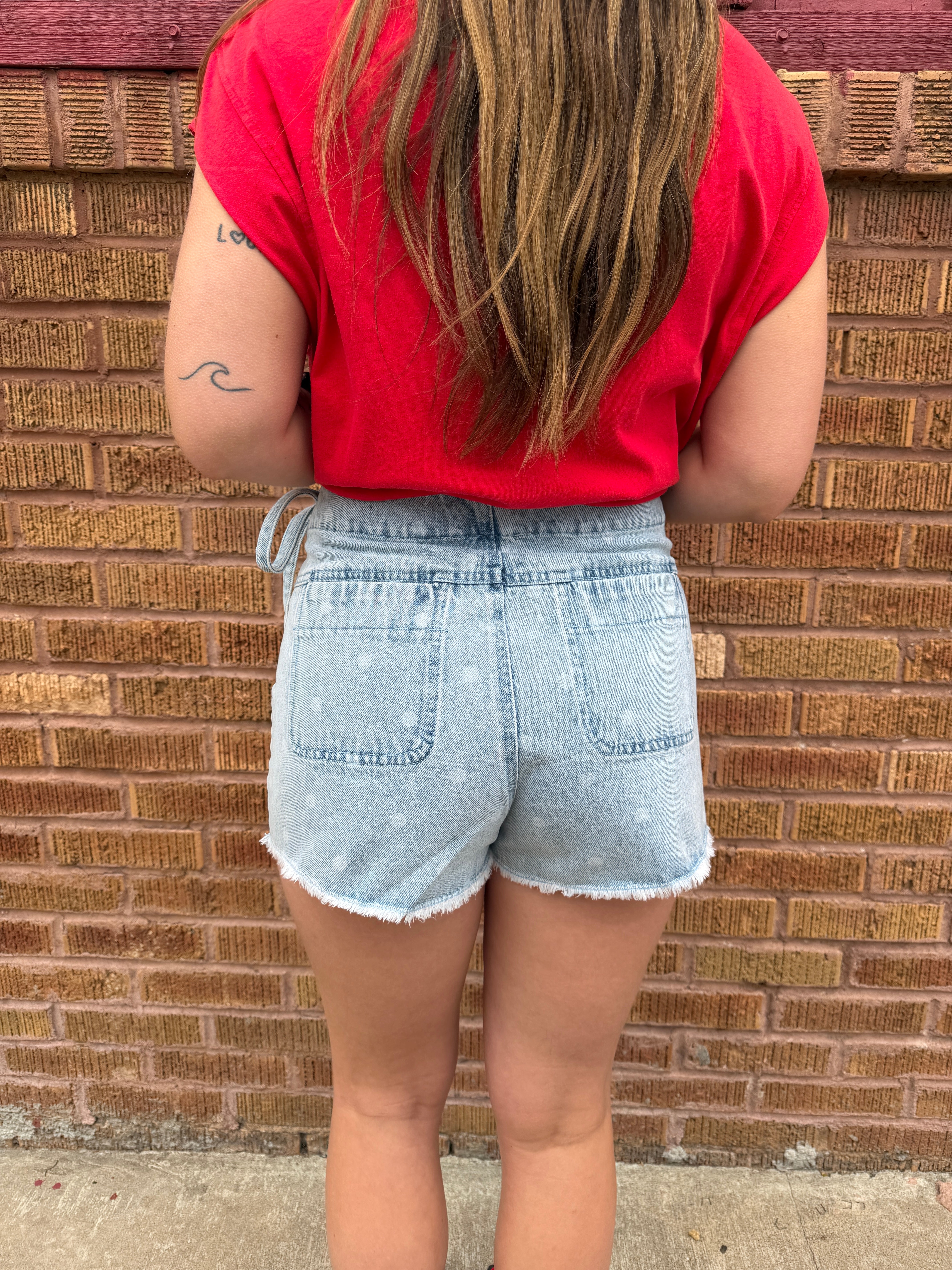 Polka Dot Denim Skort