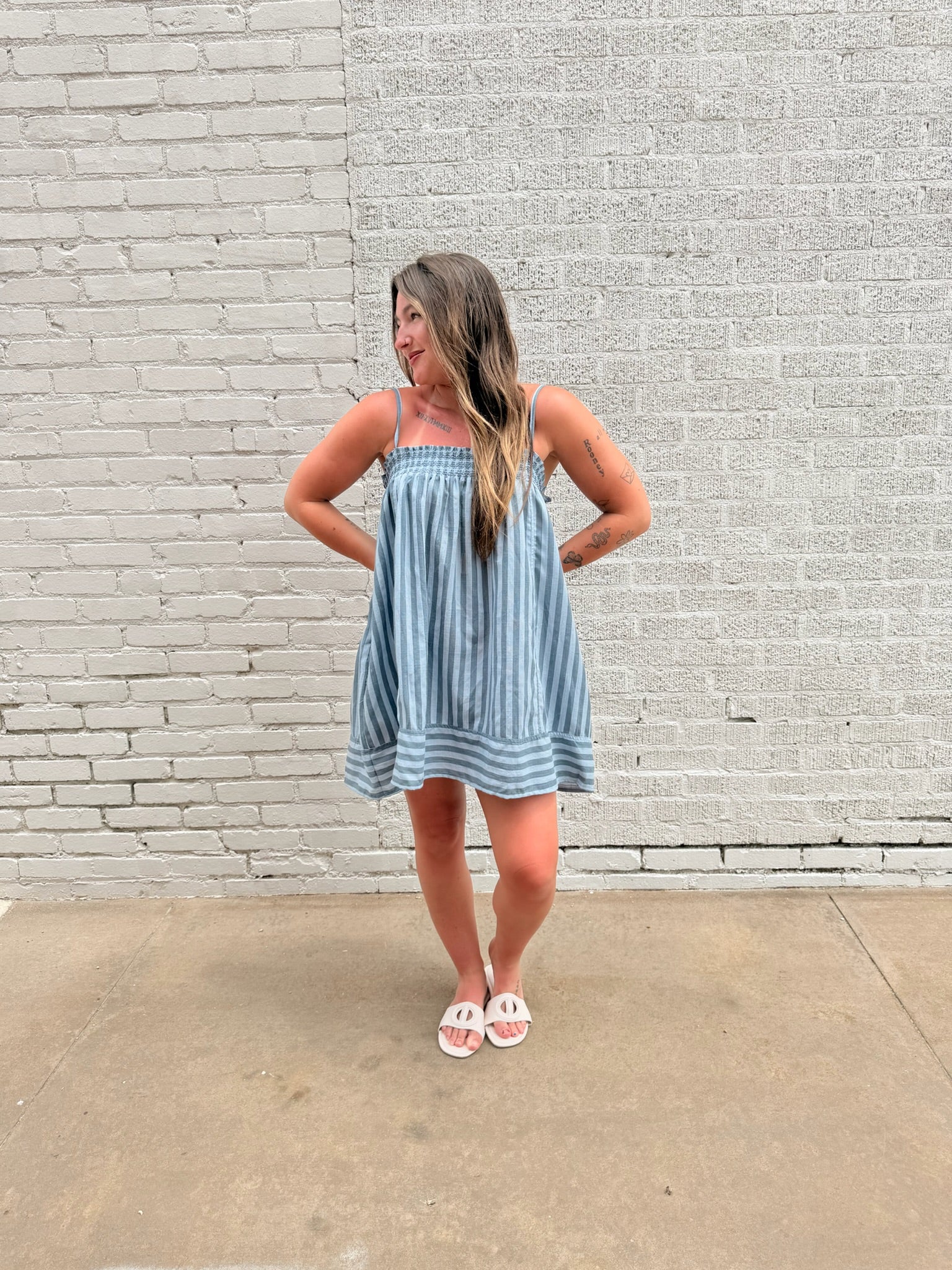 Summer Stripes Blue Mini Dress
