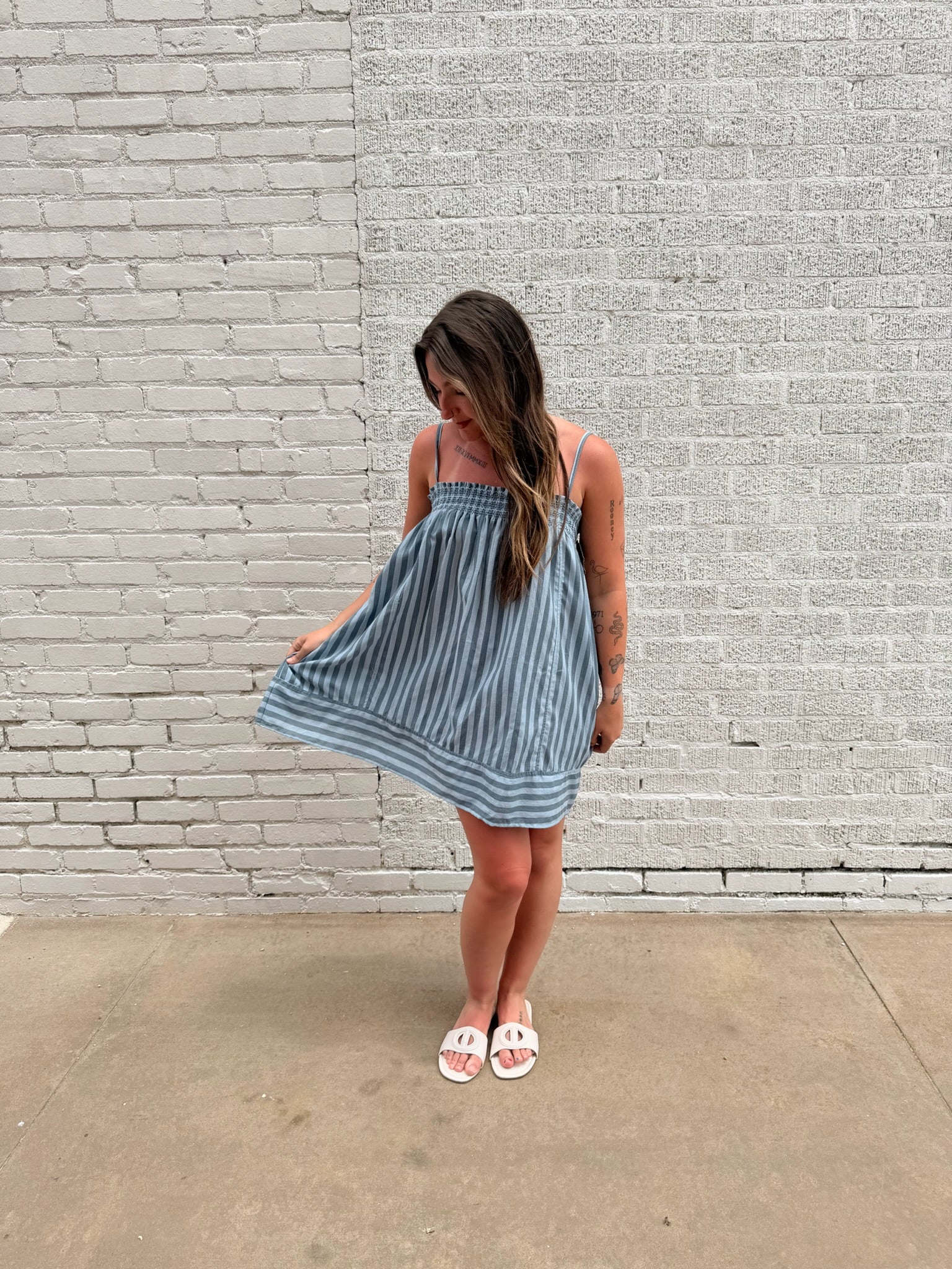 Summer Stripes Blue Mini Dress
